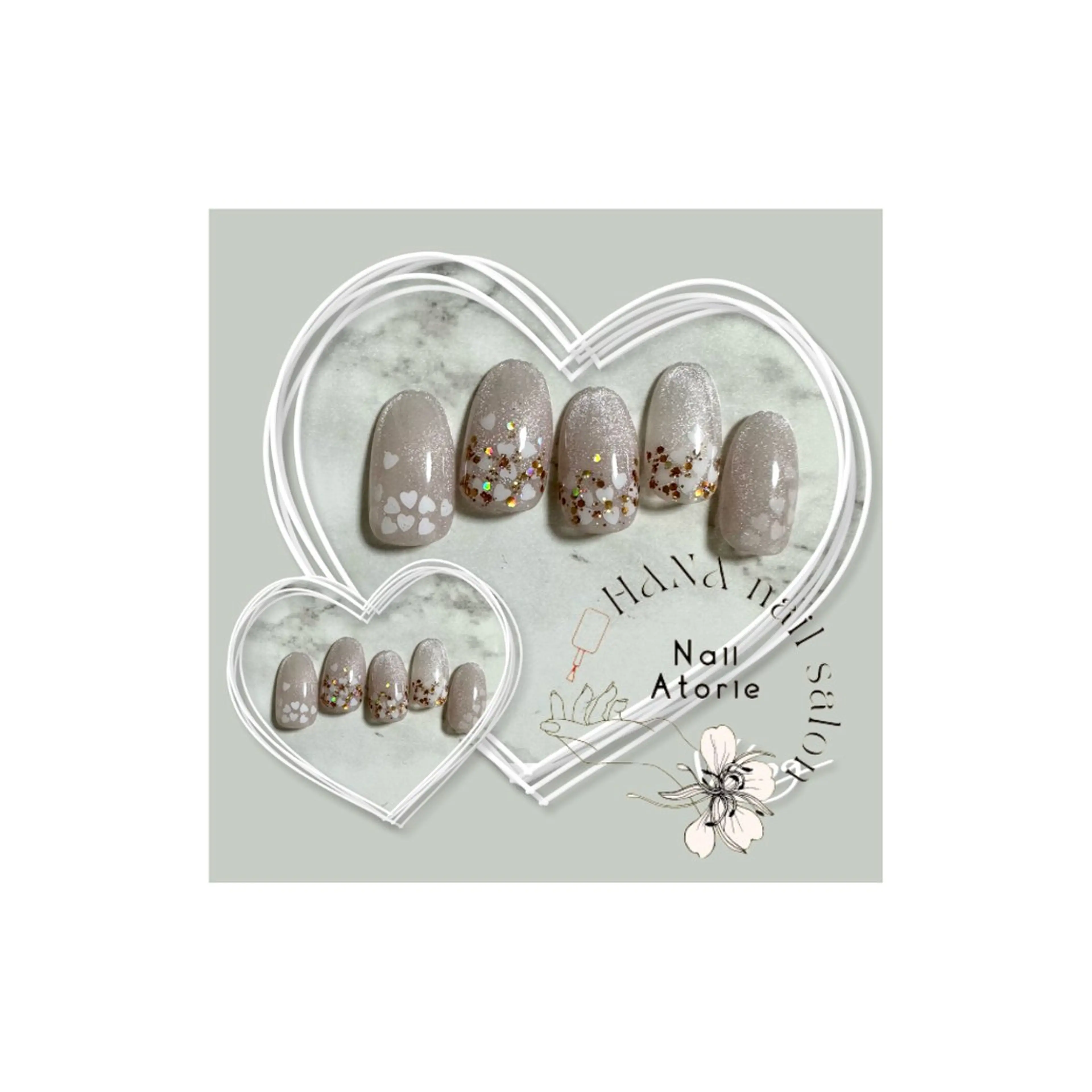 ネイル ハート シンプルネイル バレンタイン ハンドネイル HaNA 　nail salonのネイルデザイン