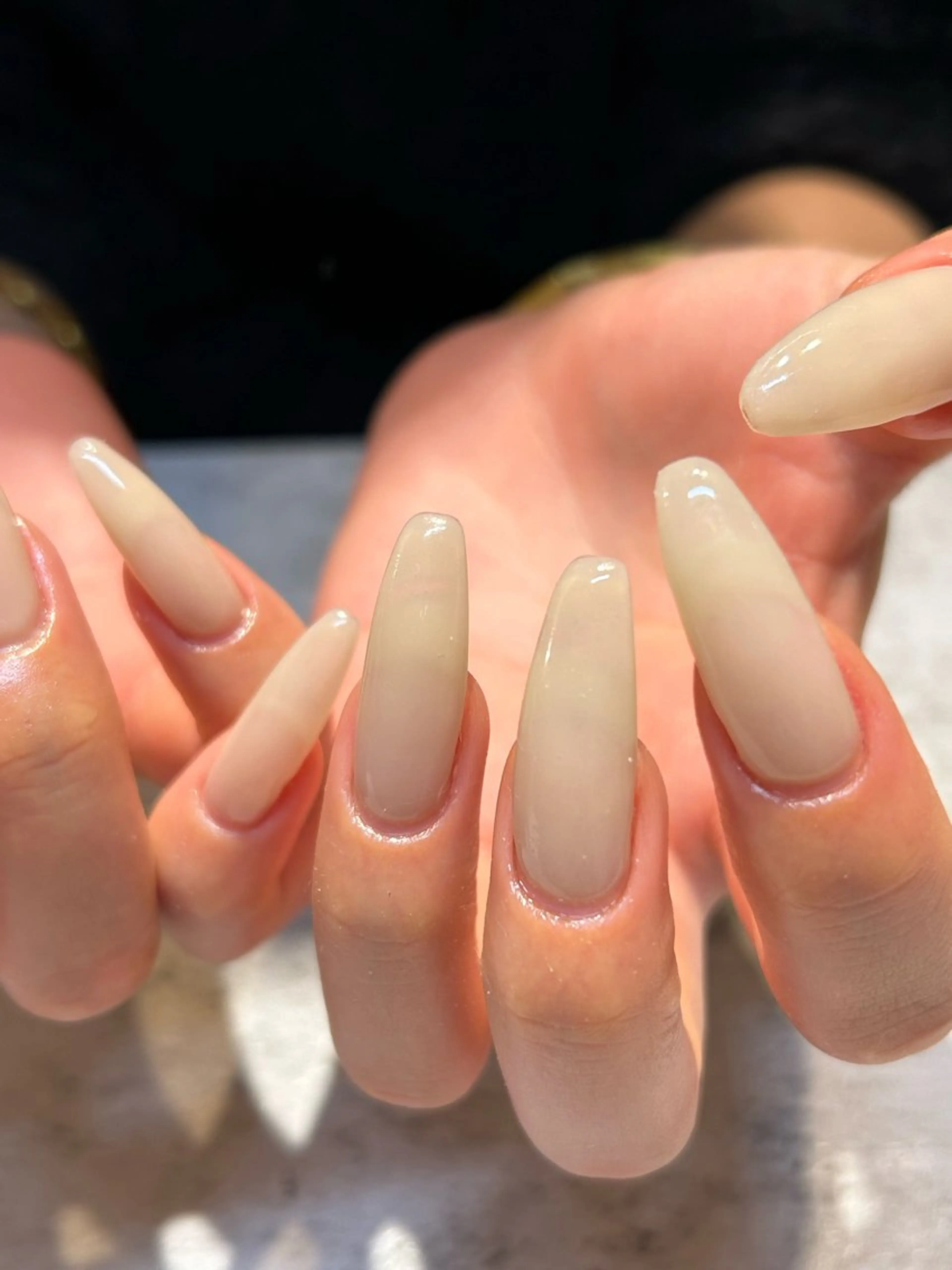 ネイル ワンカラーネイル mellow:ｸﾙﾐ ﹡˖˟༝🎀˖˟ ༝のネイルデザイン