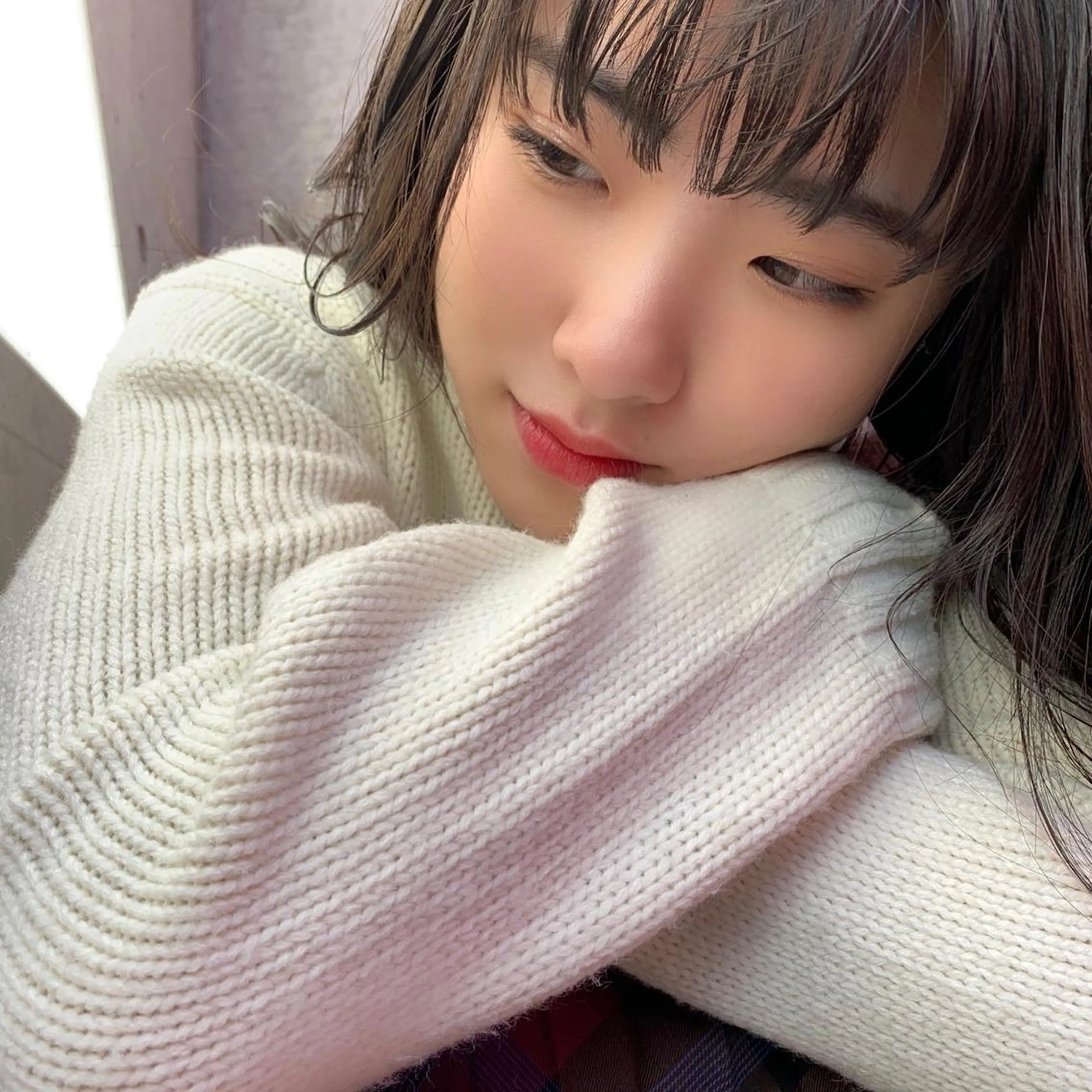 セミロング カラー 黒髪 カット ヘアカラー 薬院:今泉/上川美幸 小顔ボブ/暗髪カラーのヘアスタイル