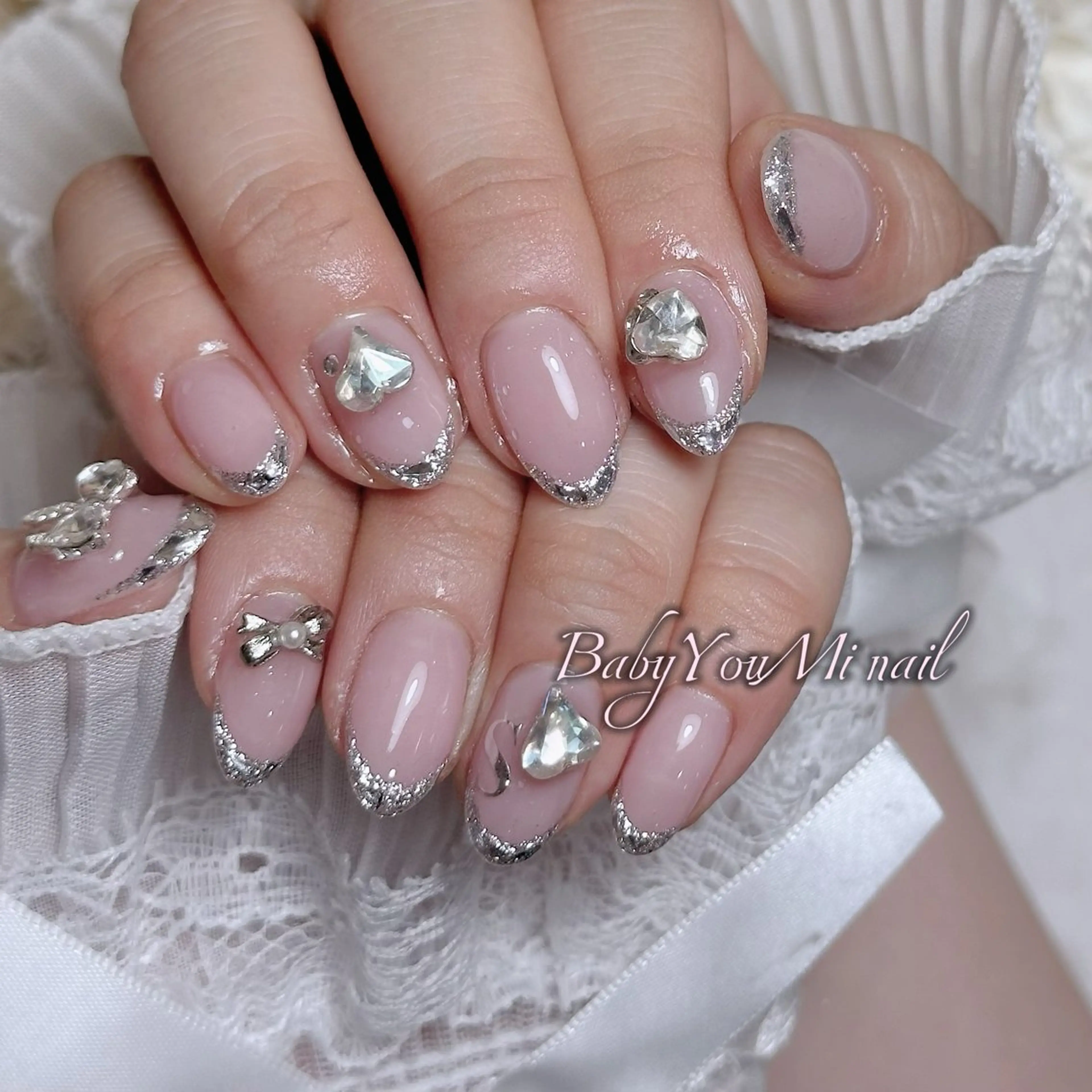 ネイル オーロラネイル チークネイル 成人式 フットネイル フレンチネイル ハンドネイル BabyYouMi nailのネイルデザイン