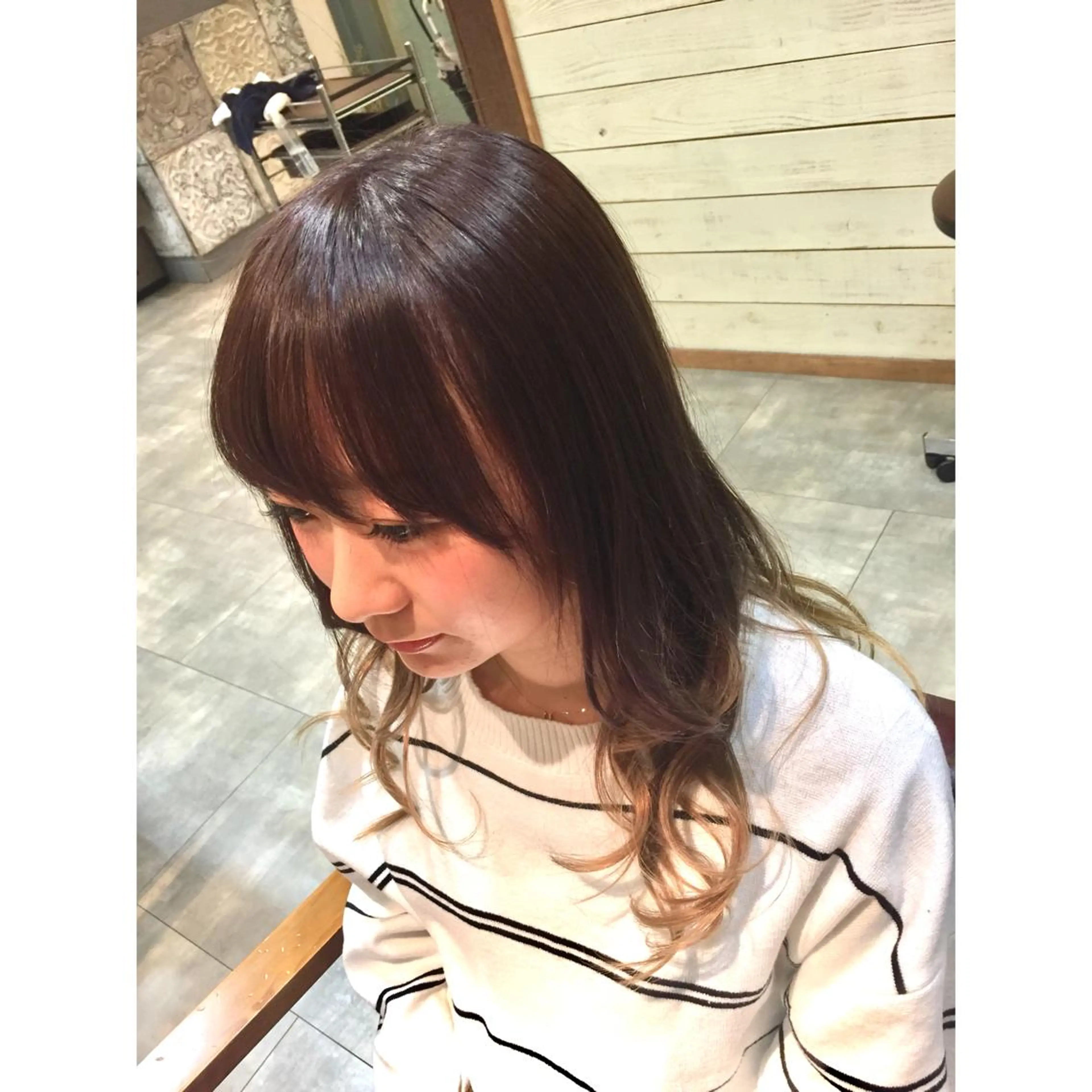 セミロング カラー 透明感/ 美髪矯正/田中恭のヘアスタイル