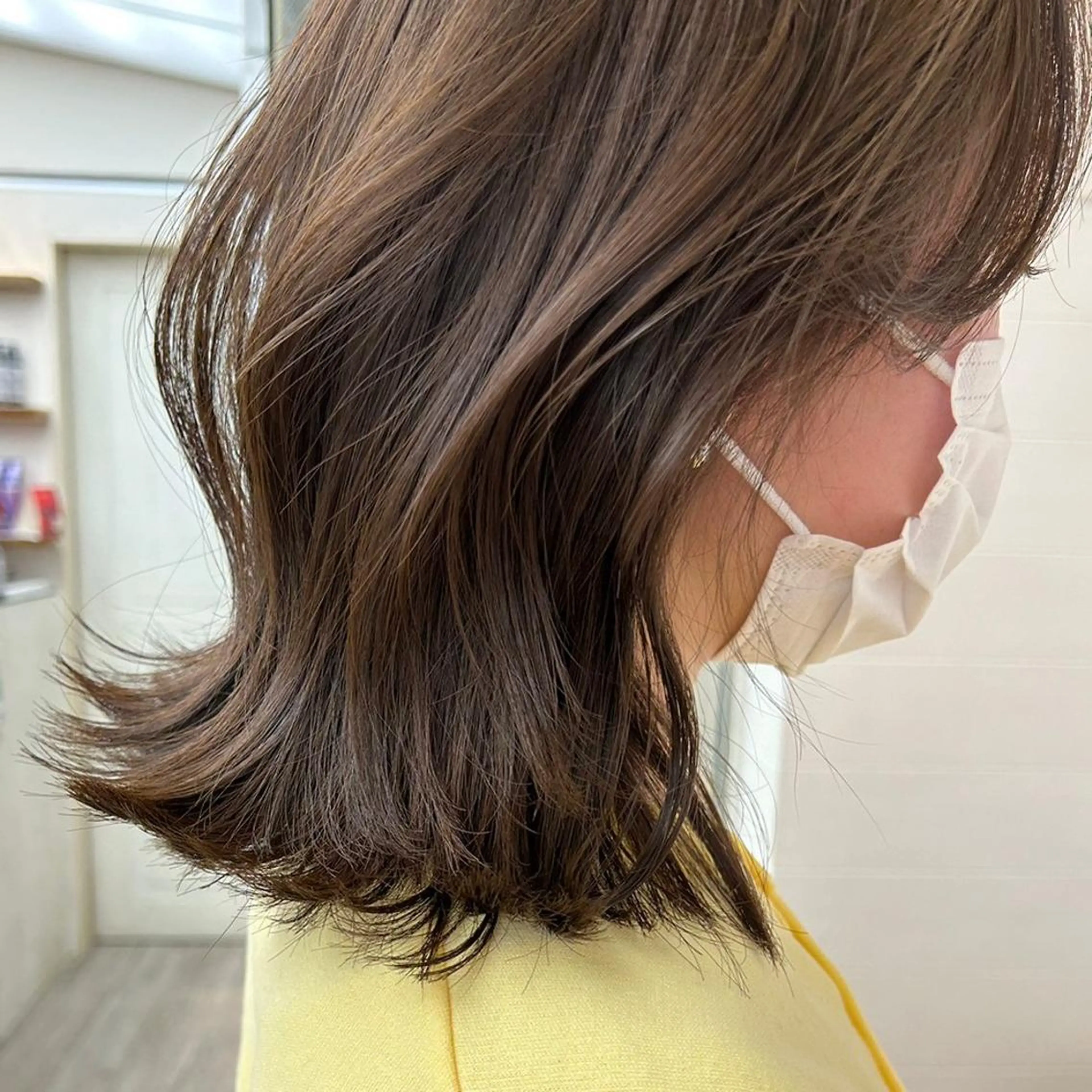 セミロング カラー アディクシーカラー アッシュ バレイヤージュ ミストバング ベージュカラー カット ヘアカラー トリートメント N° anfeel 渋谷🪞🫧のヘアスタイル