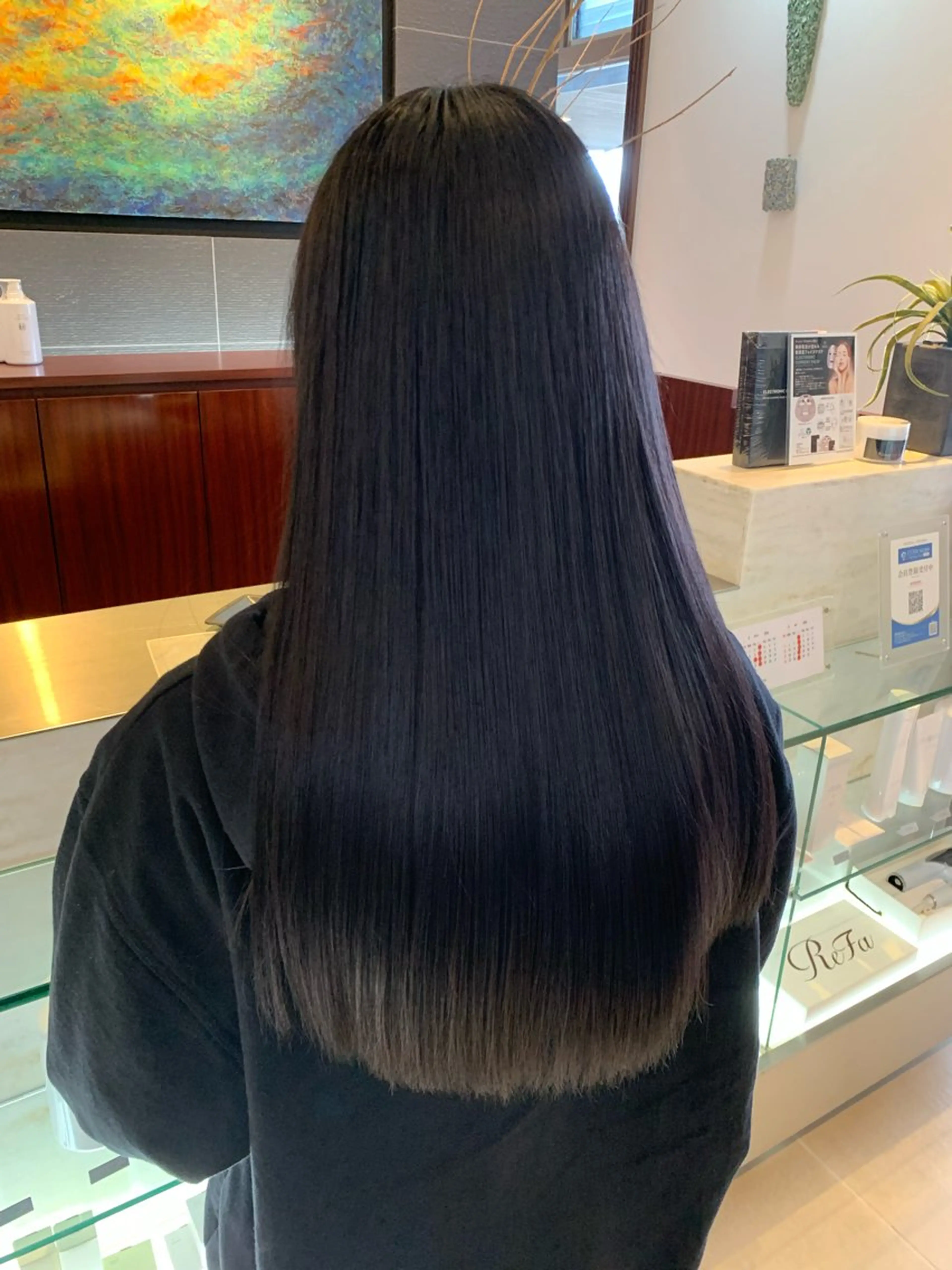 ロング パーマ Agu  hair  grove 金沢八日市店所属・名竹聖治/透明感 カラー/縮毛矯正のヘアスタイル