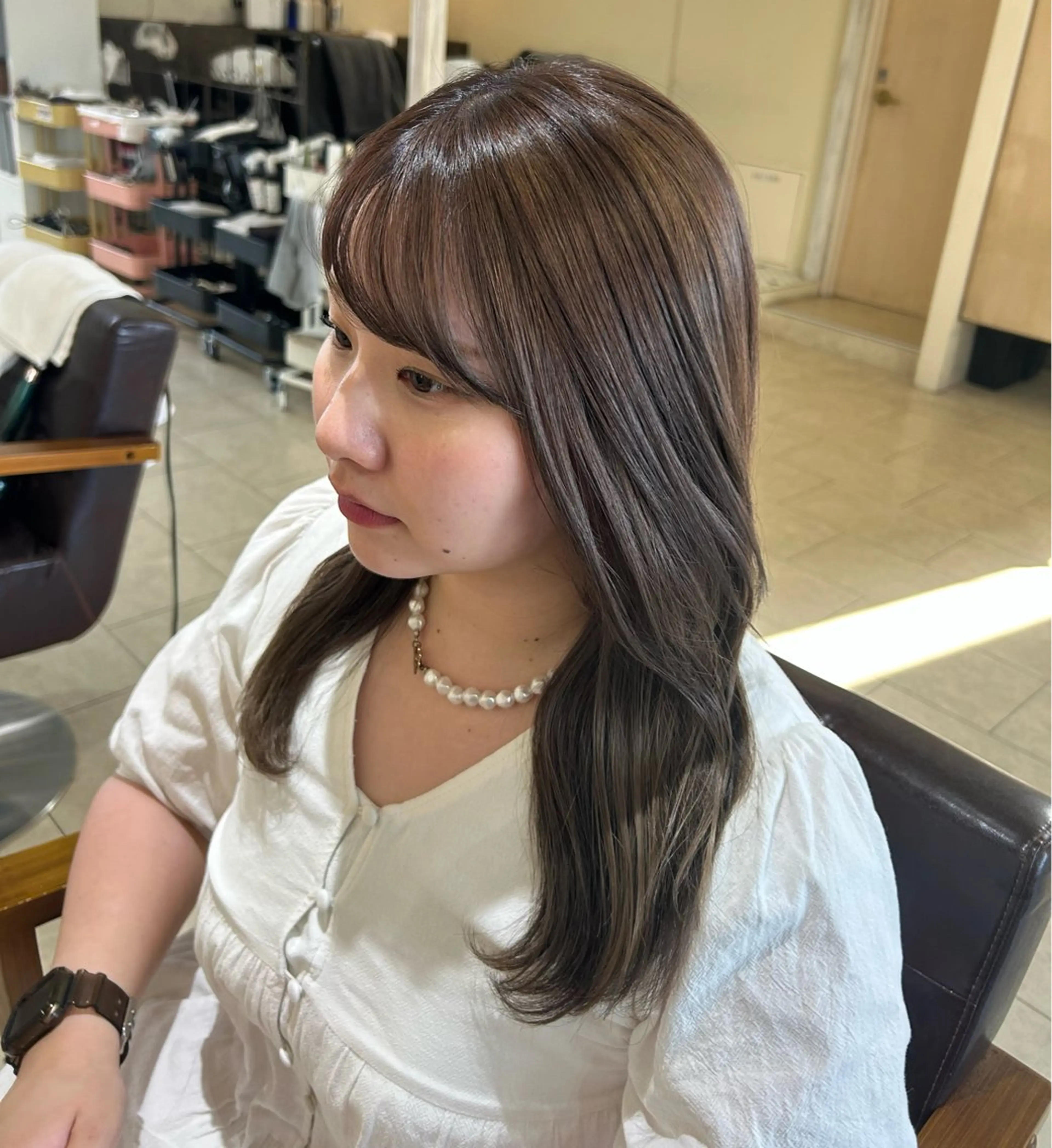 セミロング カラー ヘアアレンジ ブリーチ 🫧透明感ボブ/ ハイトーン.nanoのヘアスタイル