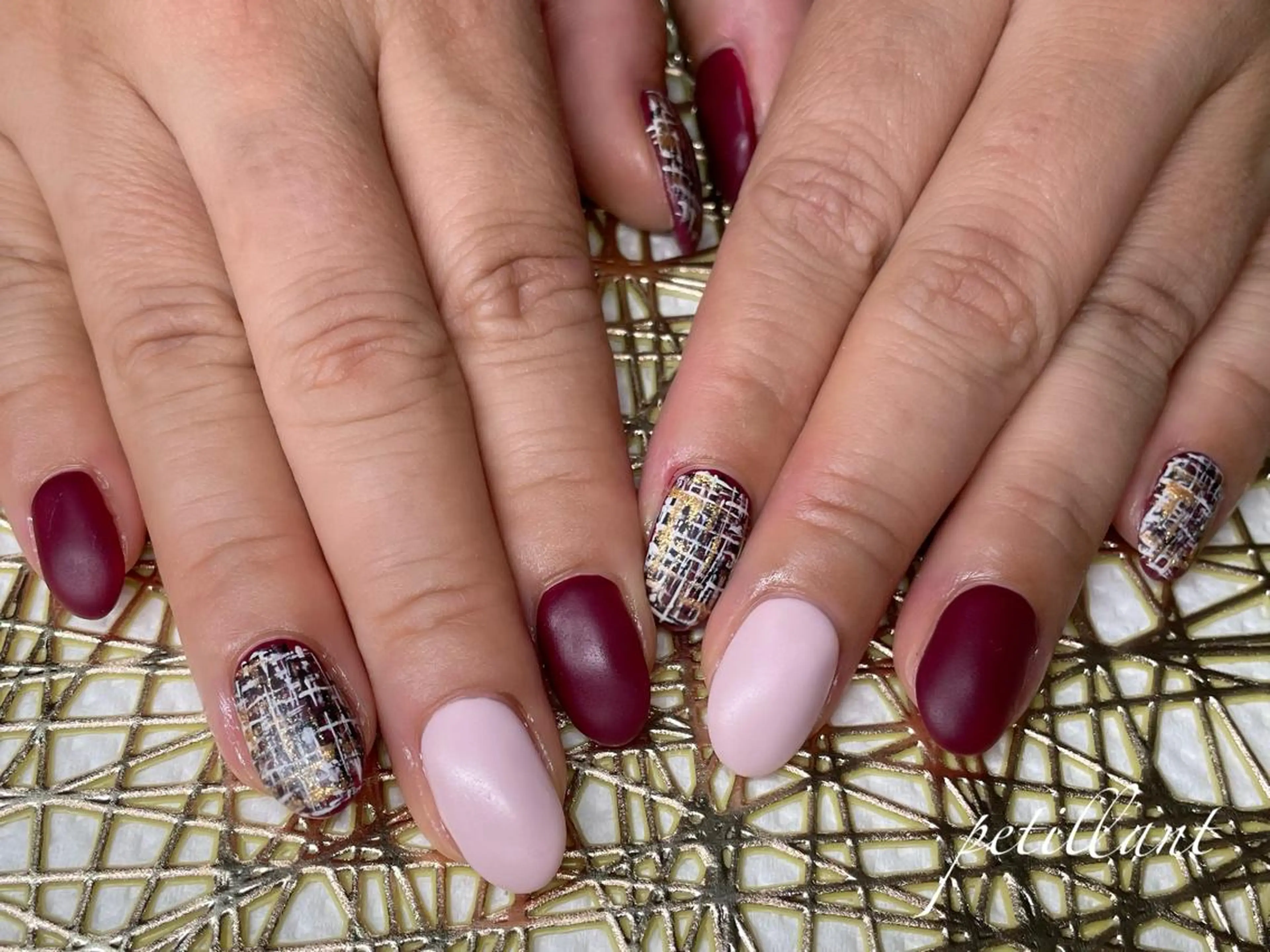 ネイル アートネイル マットネイル ツイードネイル petillant所属・nail salon petillantのネイルデザイン