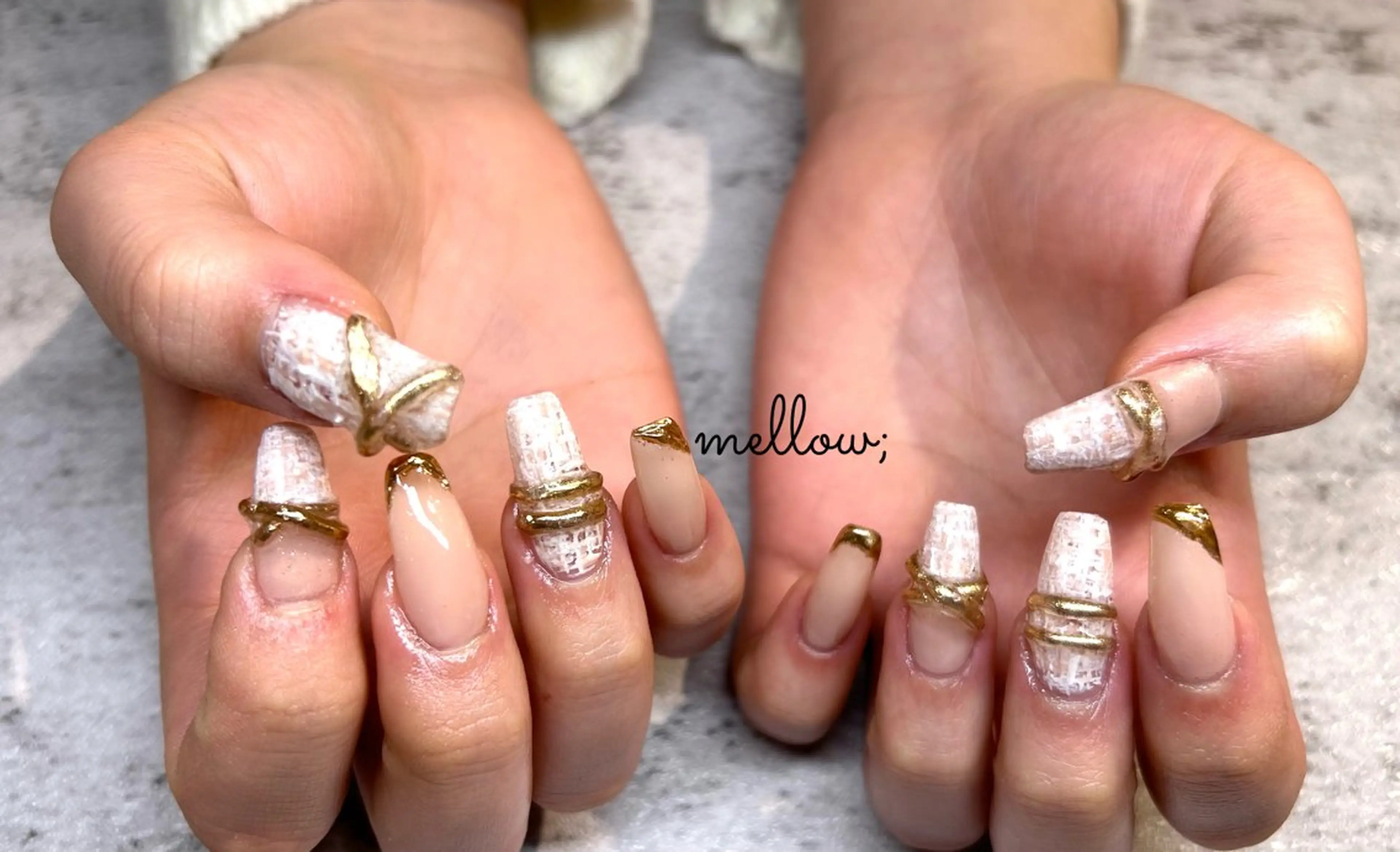 ネイル アートネイル mellow:ｸﾙﾐ ﹡˖˟༝🎀˖˟ ༝のネイルデザイン