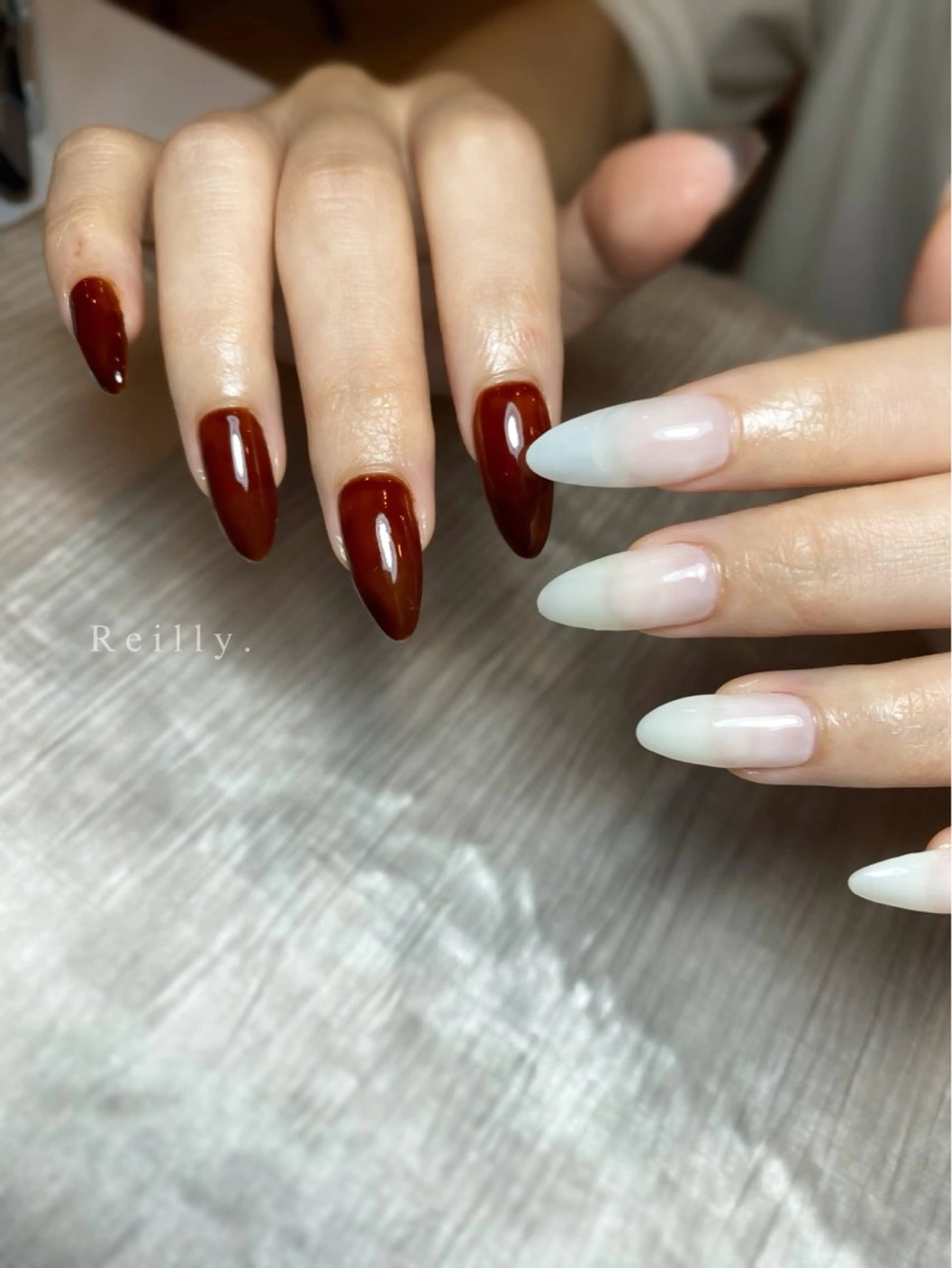 ネイル フラッシュネイル フレンチネイル ジェルネイル グラデーション ラメ(グリッター) ハンドネイル ハンドケア REILLY.　private nail salon所属・Marina 《REILLY.》のネイルデザイン