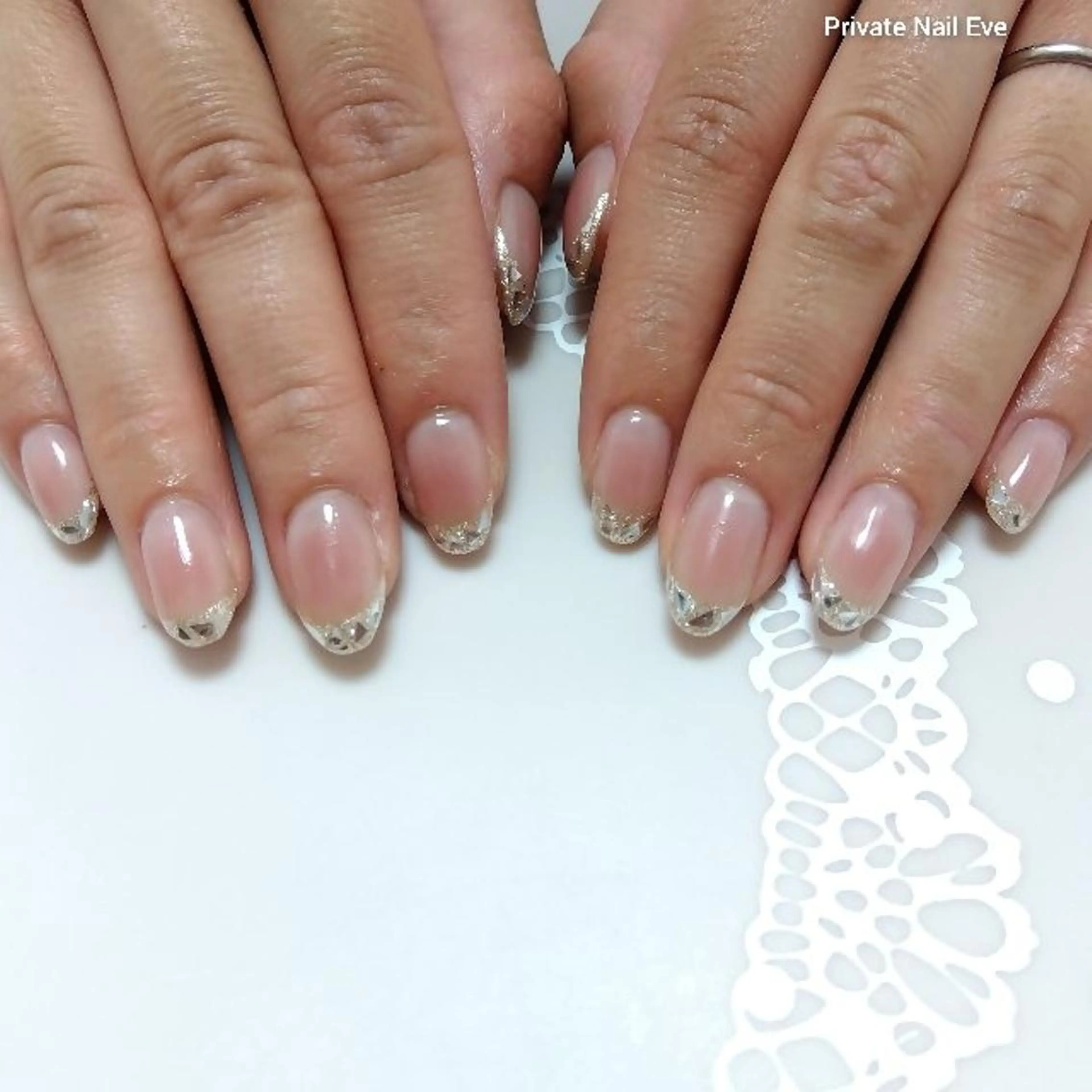 ネイル チークネイル フレンチネイル ガラスフレンチ ハンドネイル ネイル junkoのネイルデザイン