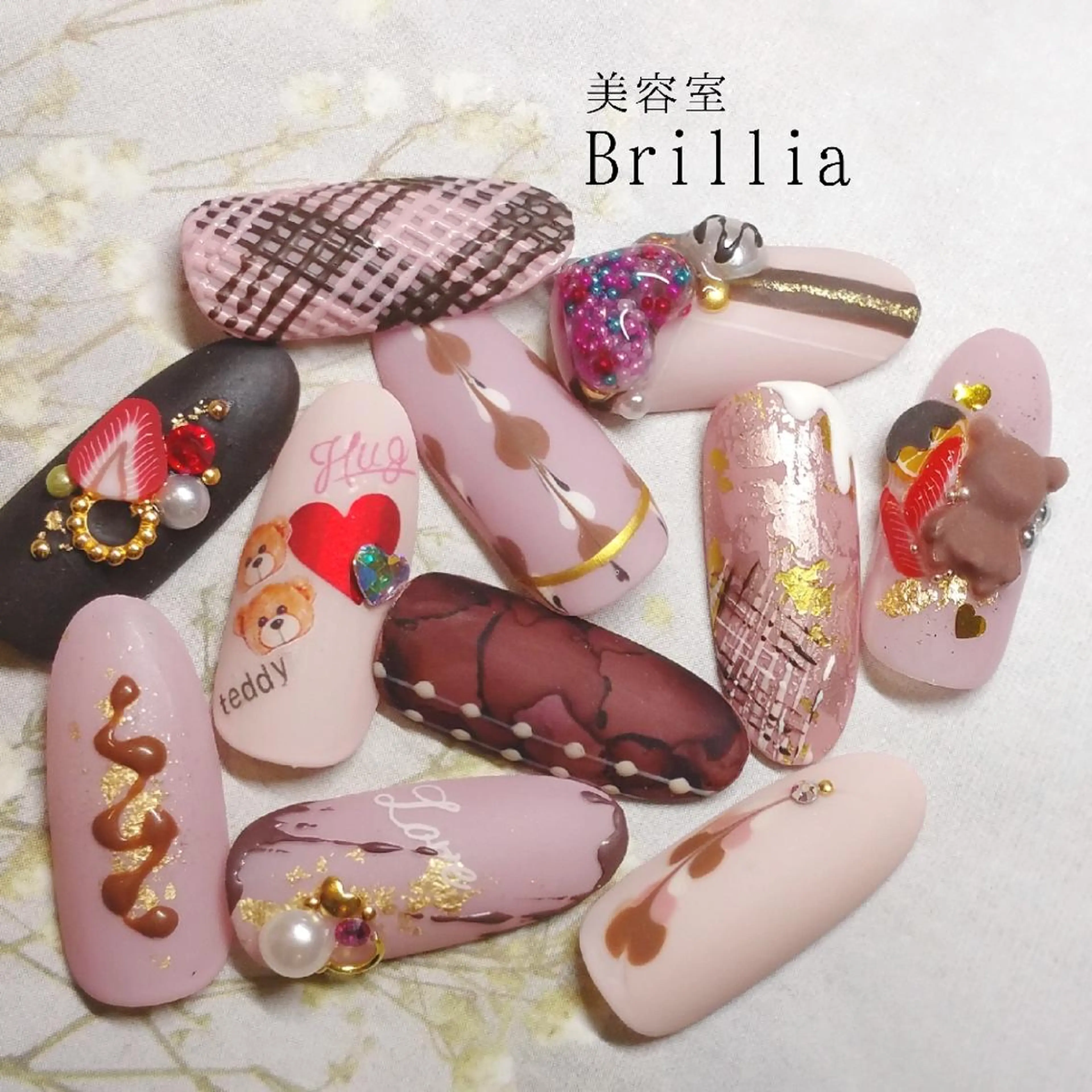 ネイル バレンタイン ハンドネイル 柴田 彩のネイルデザイン