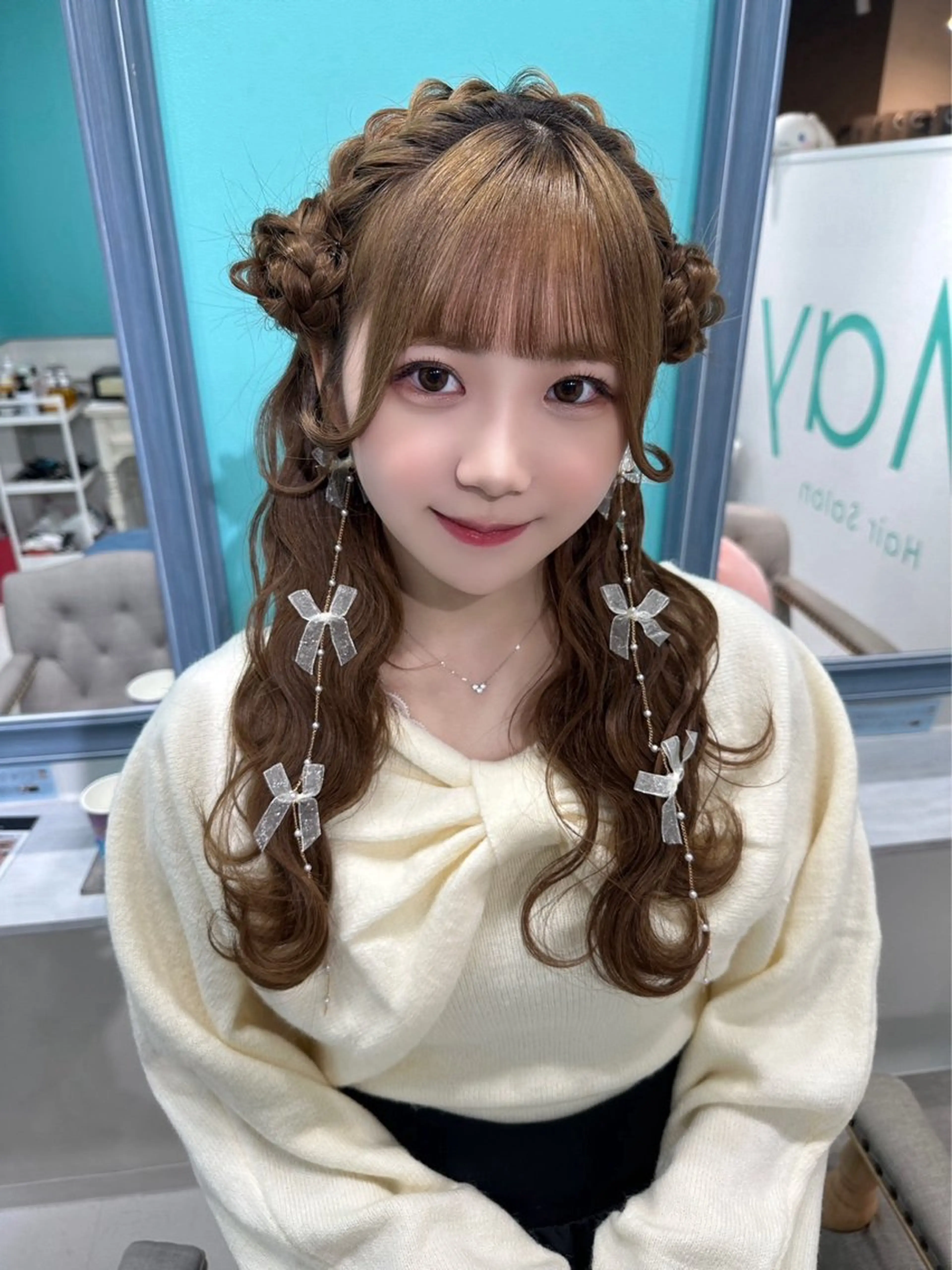 セミロング ヘアアレンジ ヘアセット ☁️hinako☁️ 1HAVANAのヘアスタイル