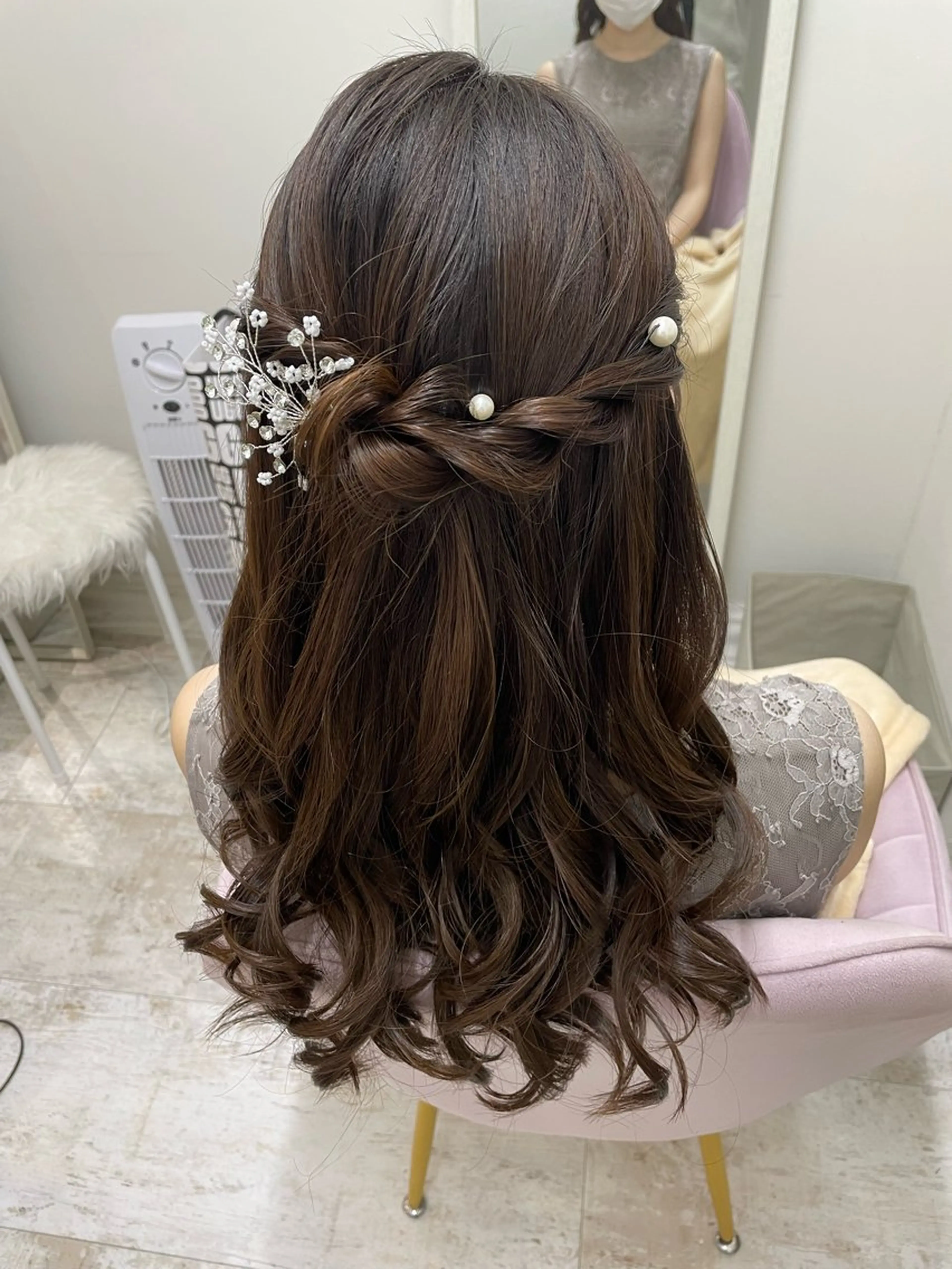 セミロング ヘアアレンジ ハーフアップ 塚田 恵のヘアスタイル