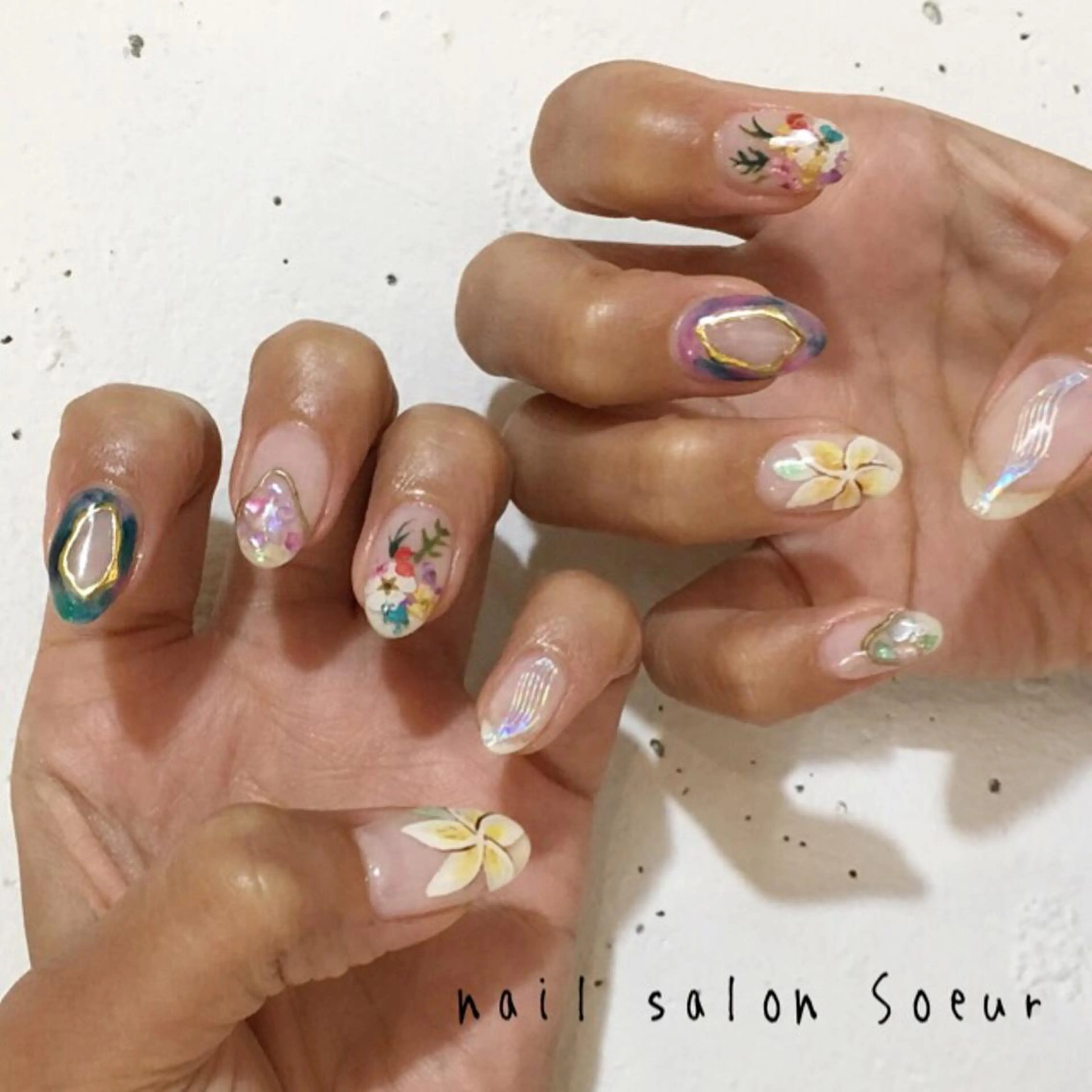 ネイル アートネイル クリアネイル ジェルネイル 夏ネイル ハンドネイル nail salon Soeurのネイルデザイン