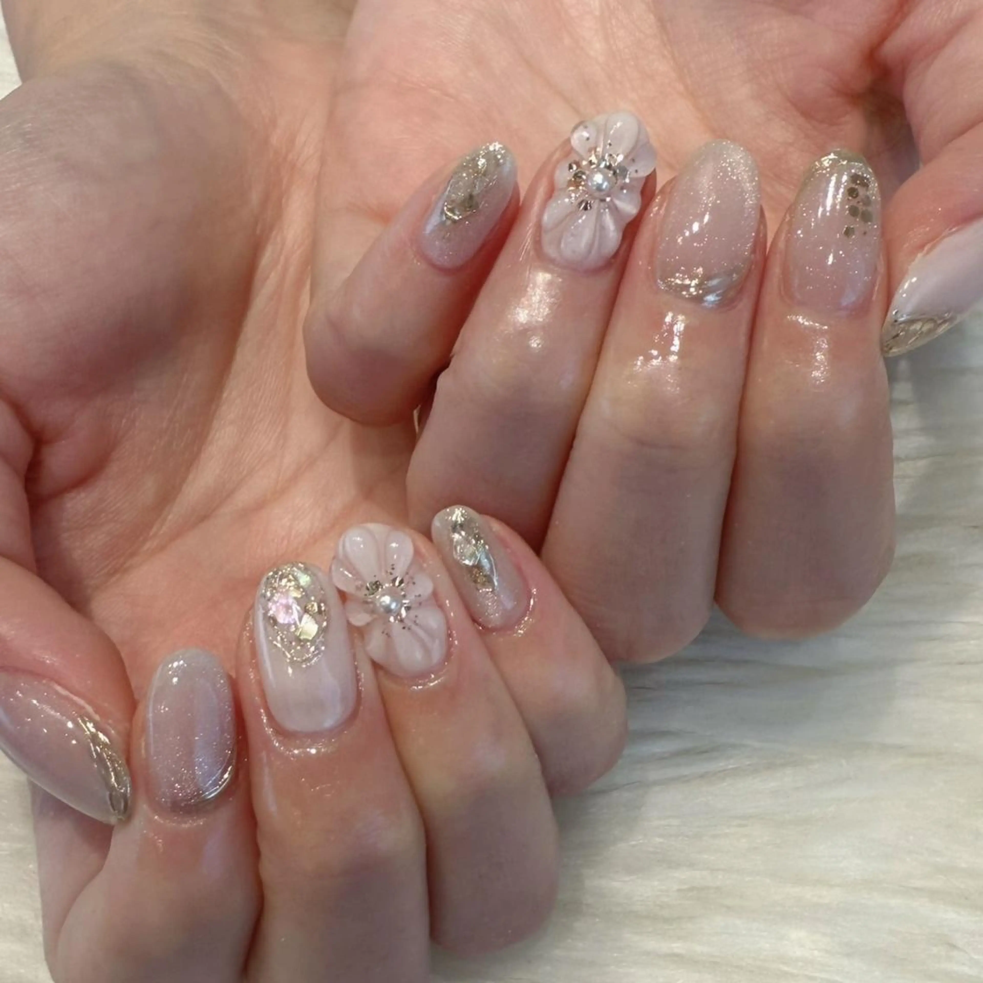 ネイル フラワーネイル キラキラネイル ハンドネイル Kanai Harukaのネイルデザイン