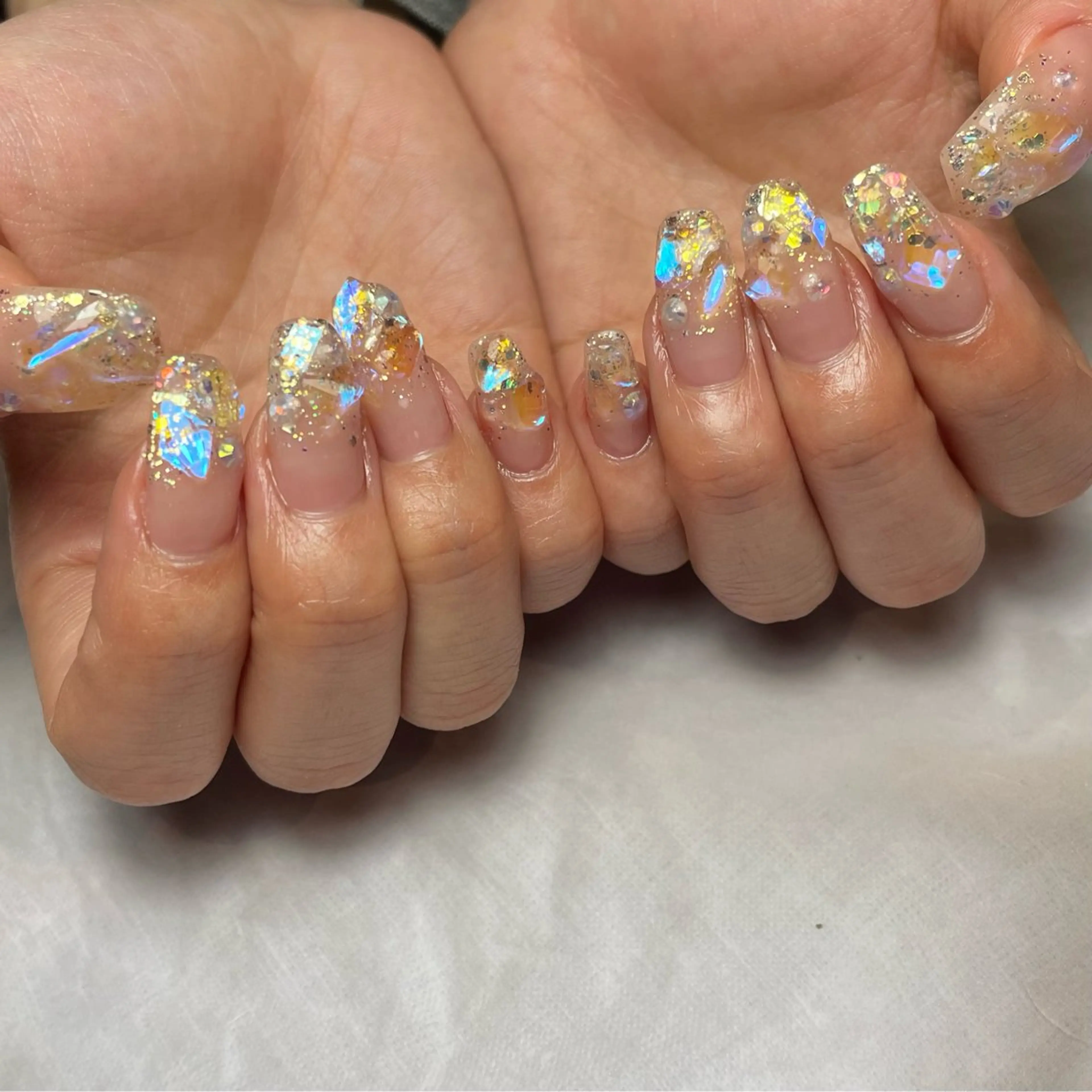ネイル クリアネイル ラメ(グリッター) ストーンネイル ハンドネイル Reflection marikoのネイルデザイン