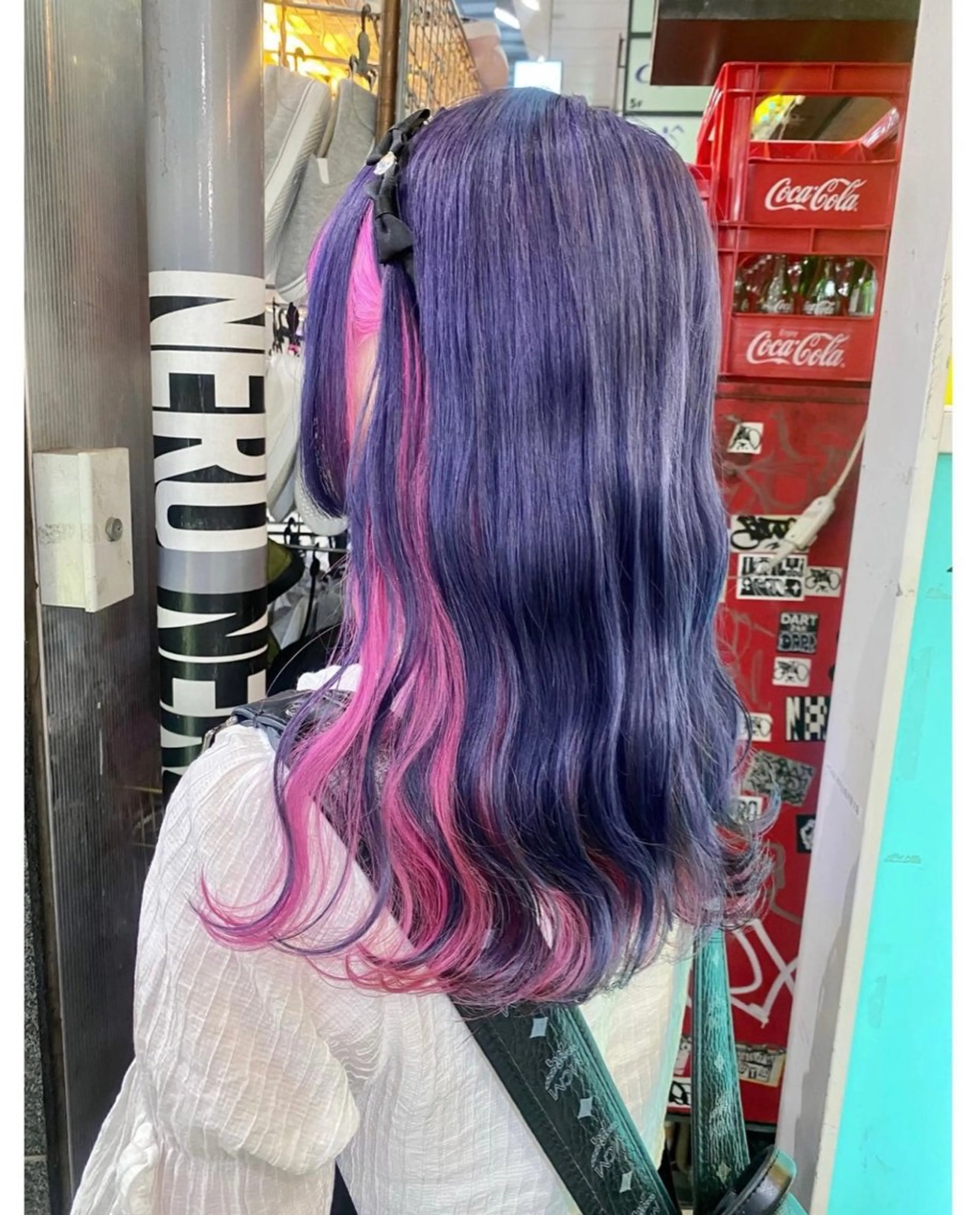 ミディアム カラー ブルーカラー ブルーパープル ピンクカラー パープルカラー ヘアカラー TSUNO🦖 派手髪/オタク美容師のヘアスタイル