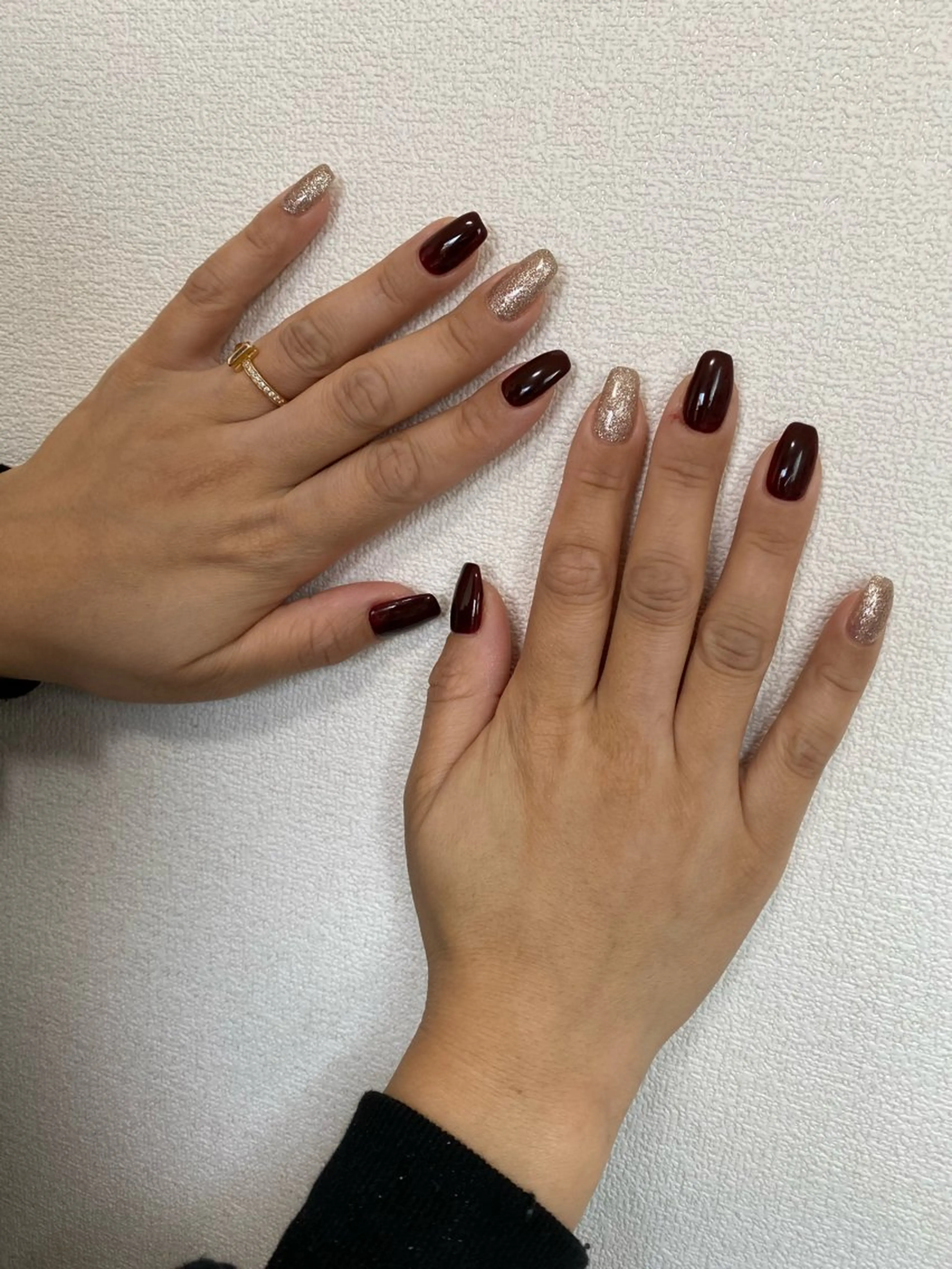 ネイル ボルドー ハンドネイル 自宅サロン FeelFreeのマツエク・マツパデザイン