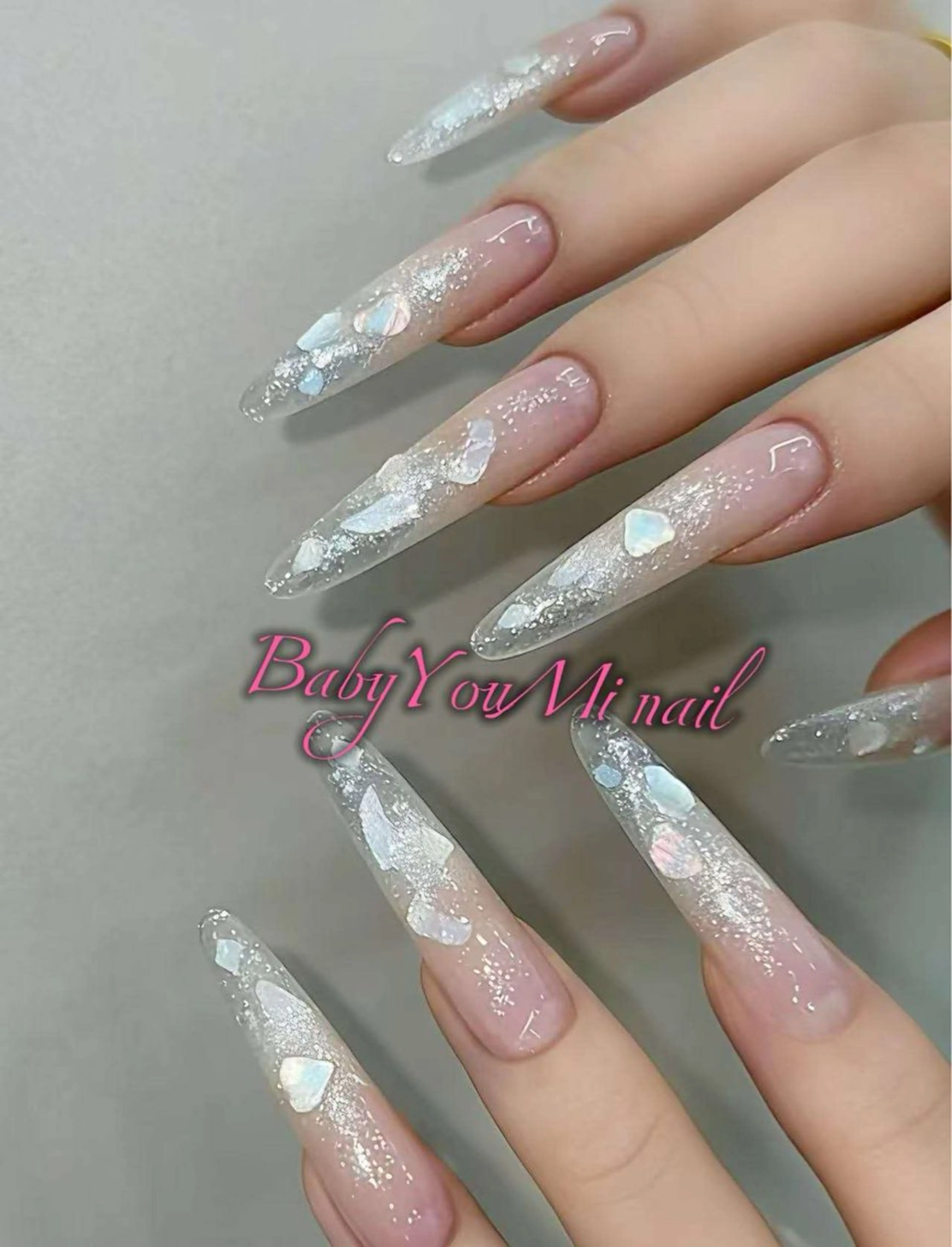 ネイル フラワーネイル フレンチネイル ジェルネイル ガラスフレンチ ハート ハンドネイル Oomiya 服部のネイルデザイン