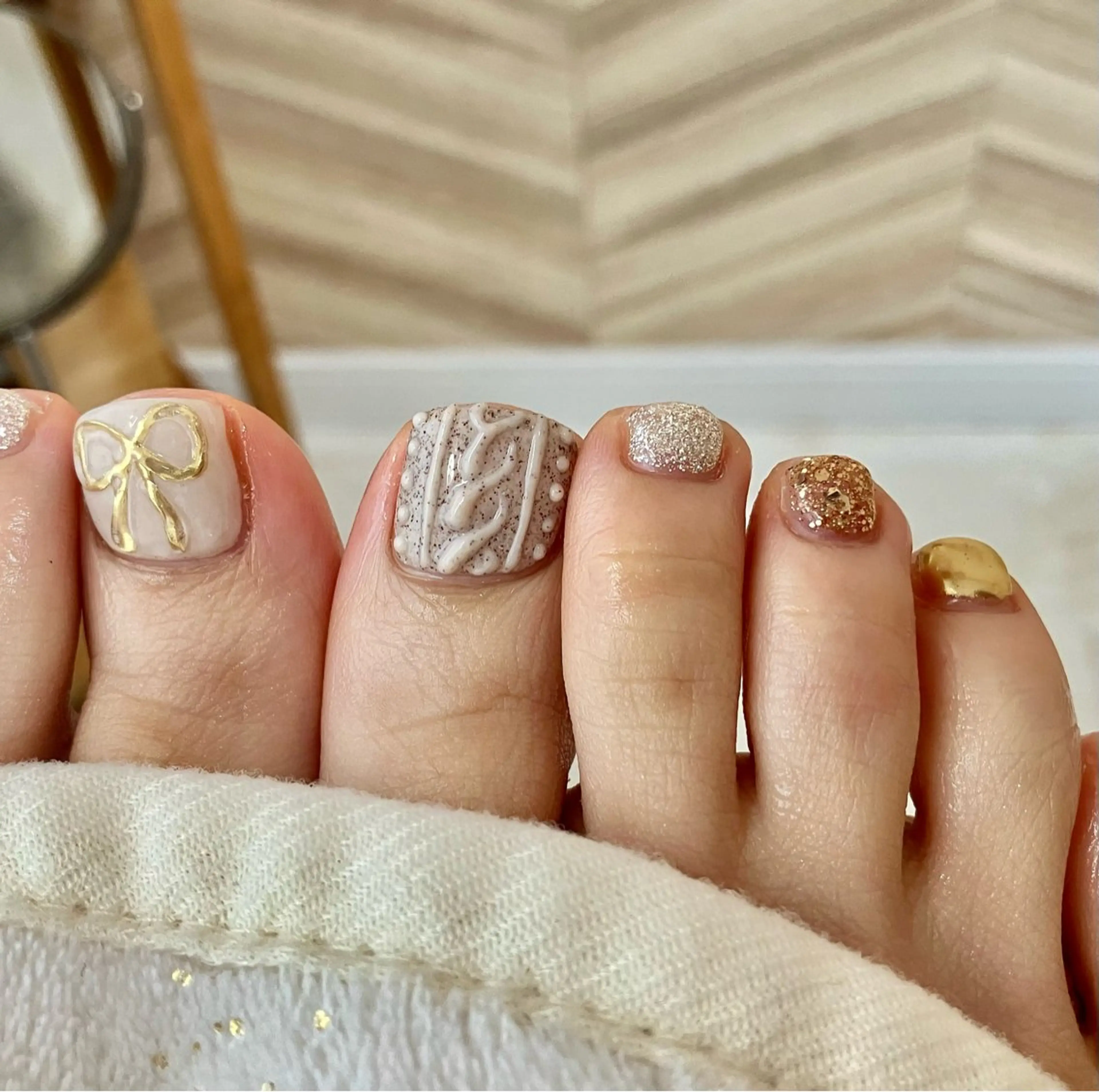 アートありフットネイル♡持ち込みデザインできますの写真