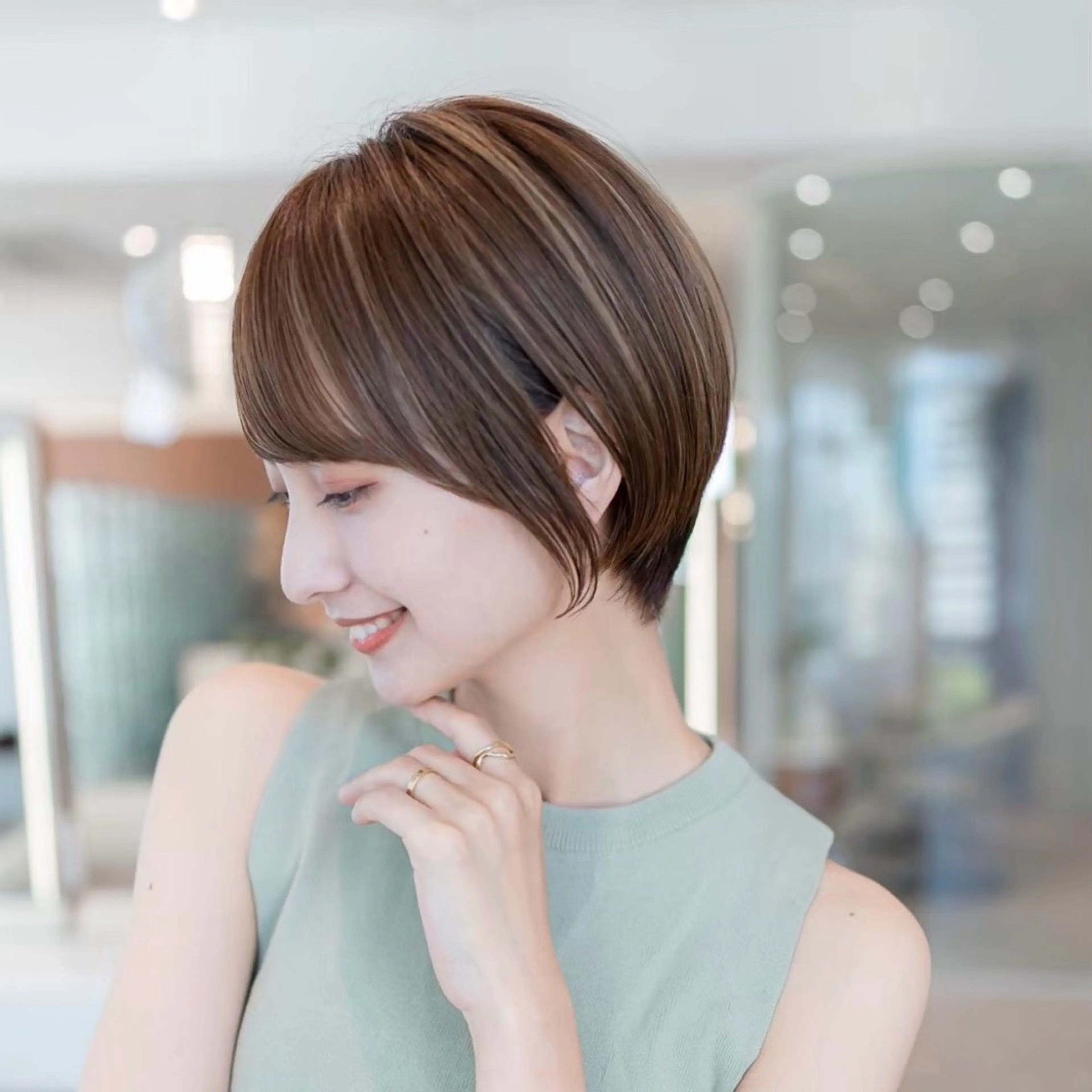 ショート カラー カット ヘアカラー 縮毛矯正 トリートメント 田中航平/渋谷ボブ/ レイヤーボブのヘアスタイル