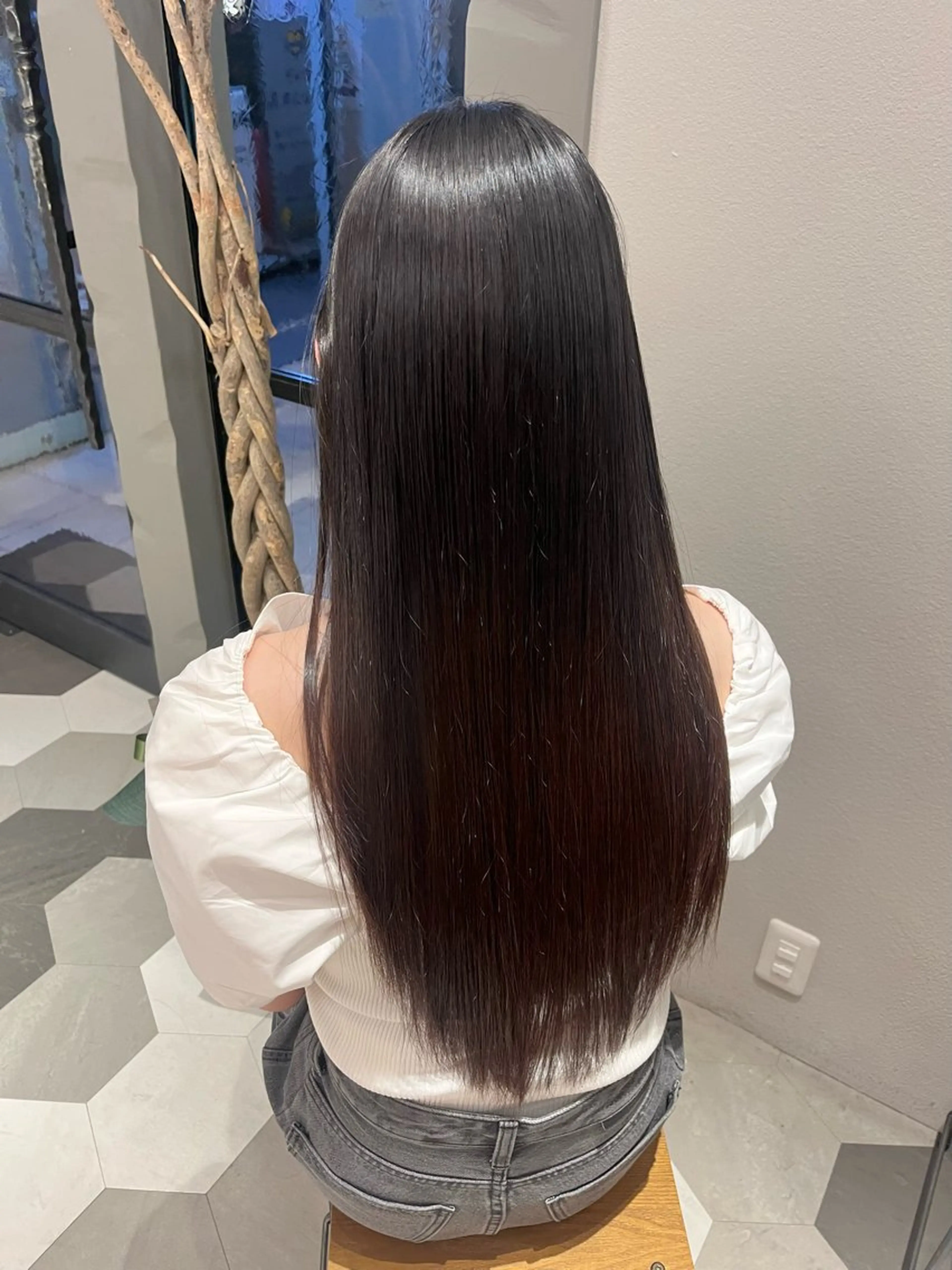 ロング 酸性ストレート 縮毛矯正 顔周り/ガーリー /ヘアメ/あつはのヘアスタイル