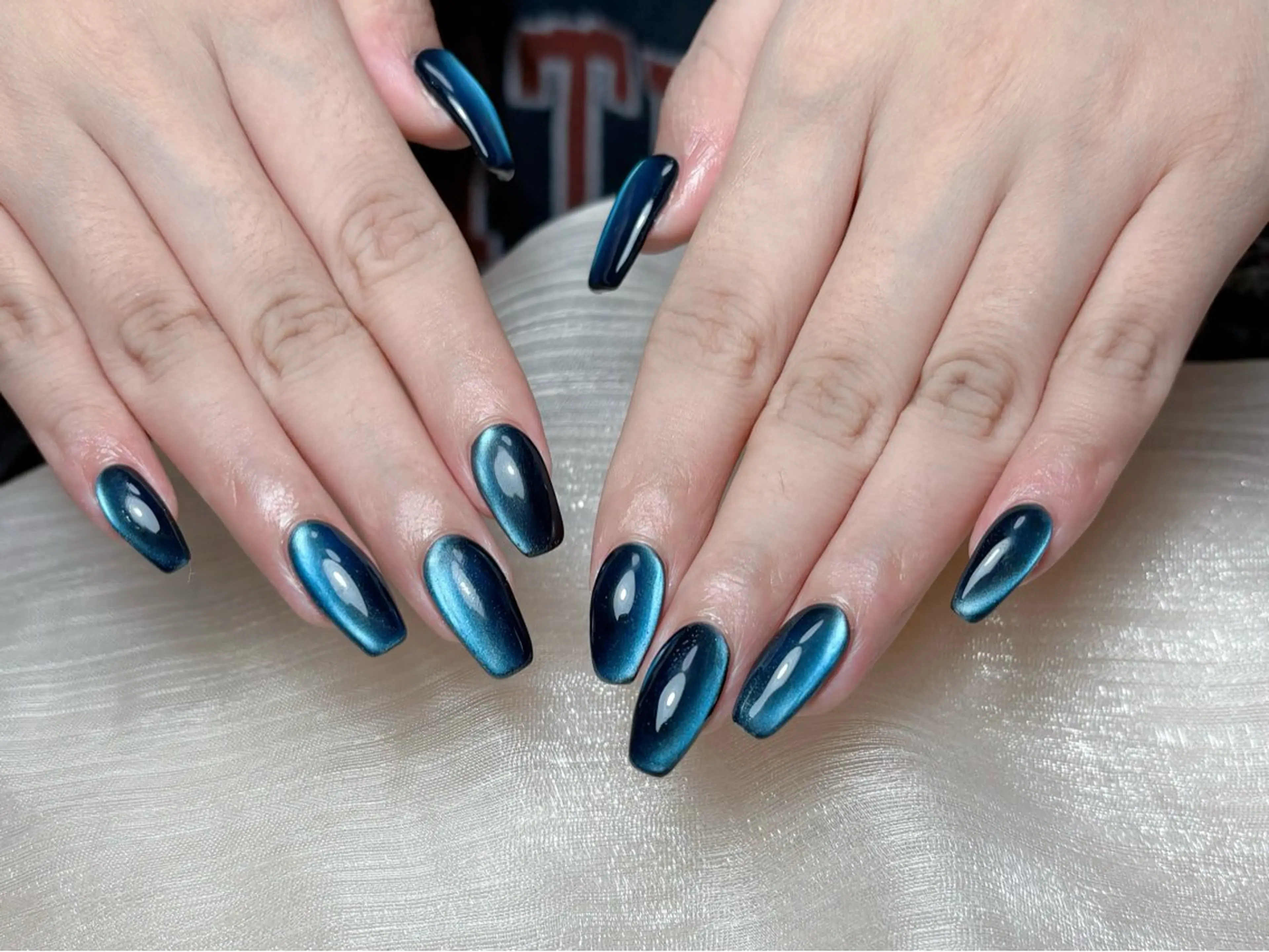 ネイル オーロラネイル チークネイル フレンチネイル ジェルネイル ガラスフレンチ ハンドネイル Nail Jolieのネイルデザイン