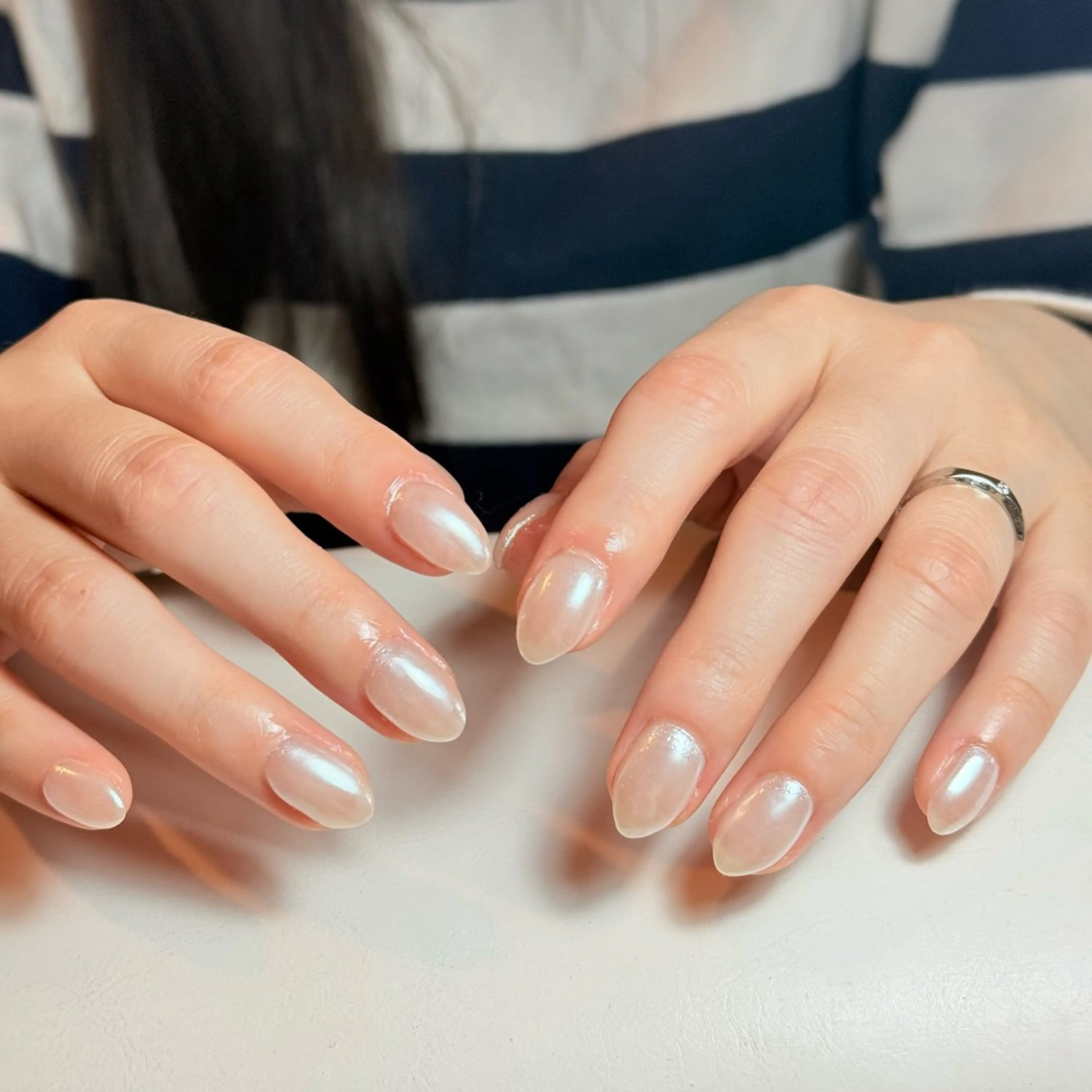 ネイル チークネイル フレンチネイル グラデーション キラキラネイル 韓国ネイル ハンドネイル Risa_ Nailのネイルデザイン