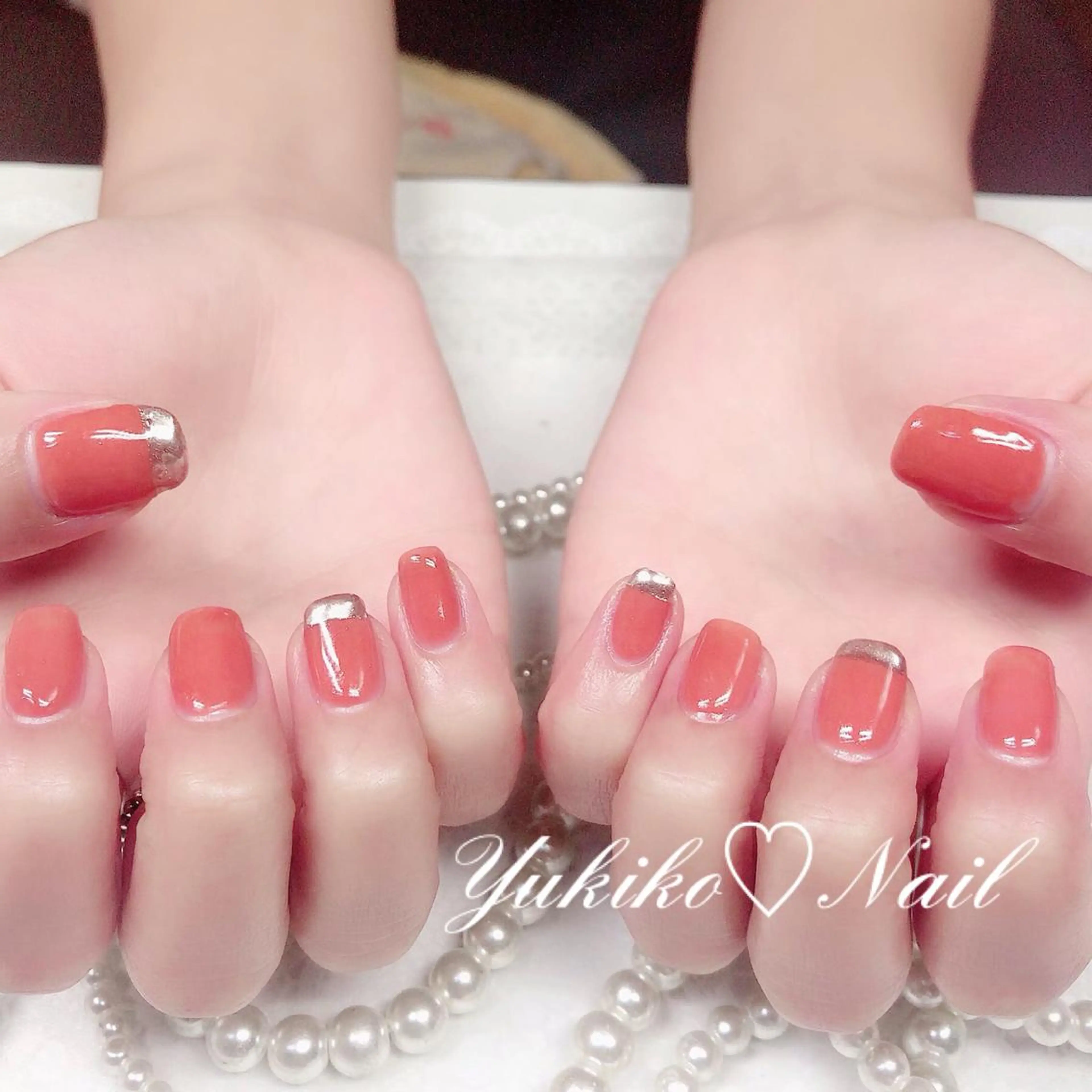 ネイル ミラーネイル 持ち込み ワンカラーネイル ユキコ ネイルのネイルデザイン