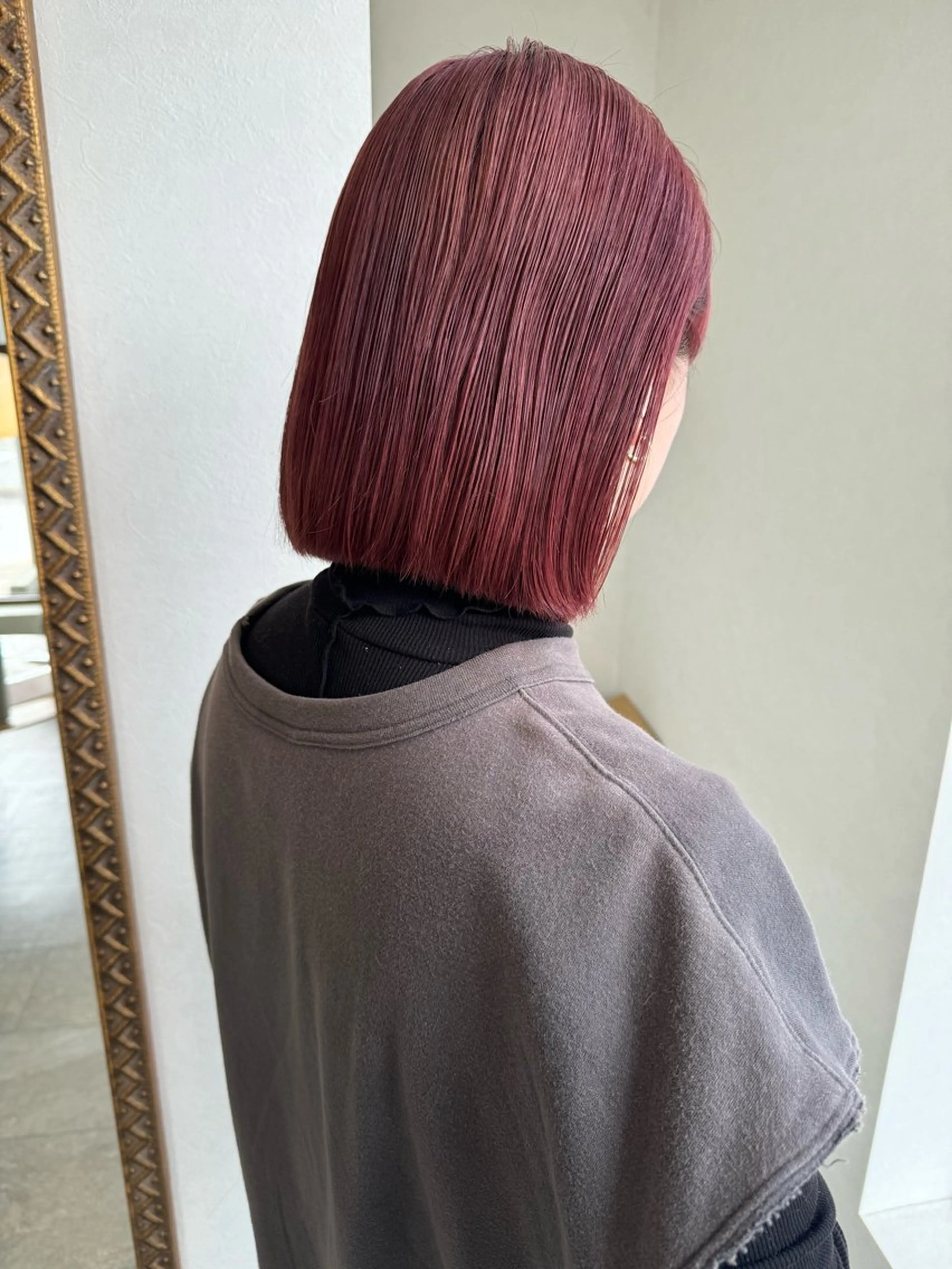 カラー ブリーチ ピンクカラー ヘアカラー ミツキ/ 透明感カラー/セットのヘアスタイル