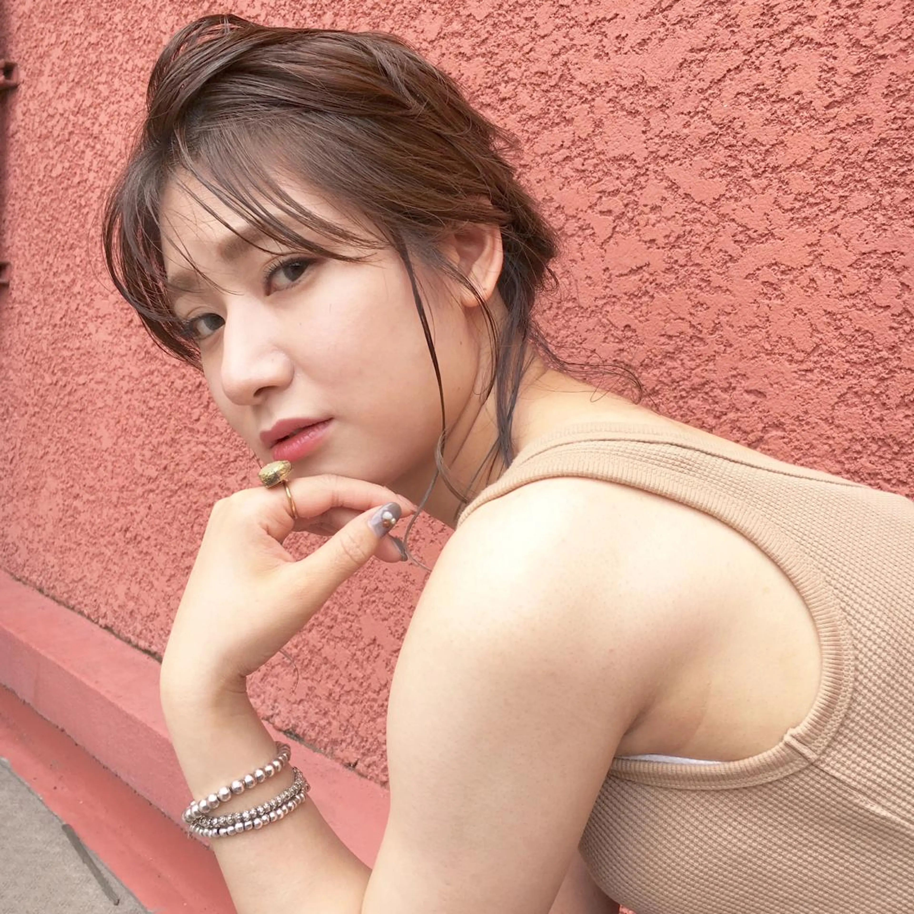 ミディアム ヘアアレンジ 薬院:今泉/上川美幸 ボブ/顔周りレイヤーのヘアスタイル