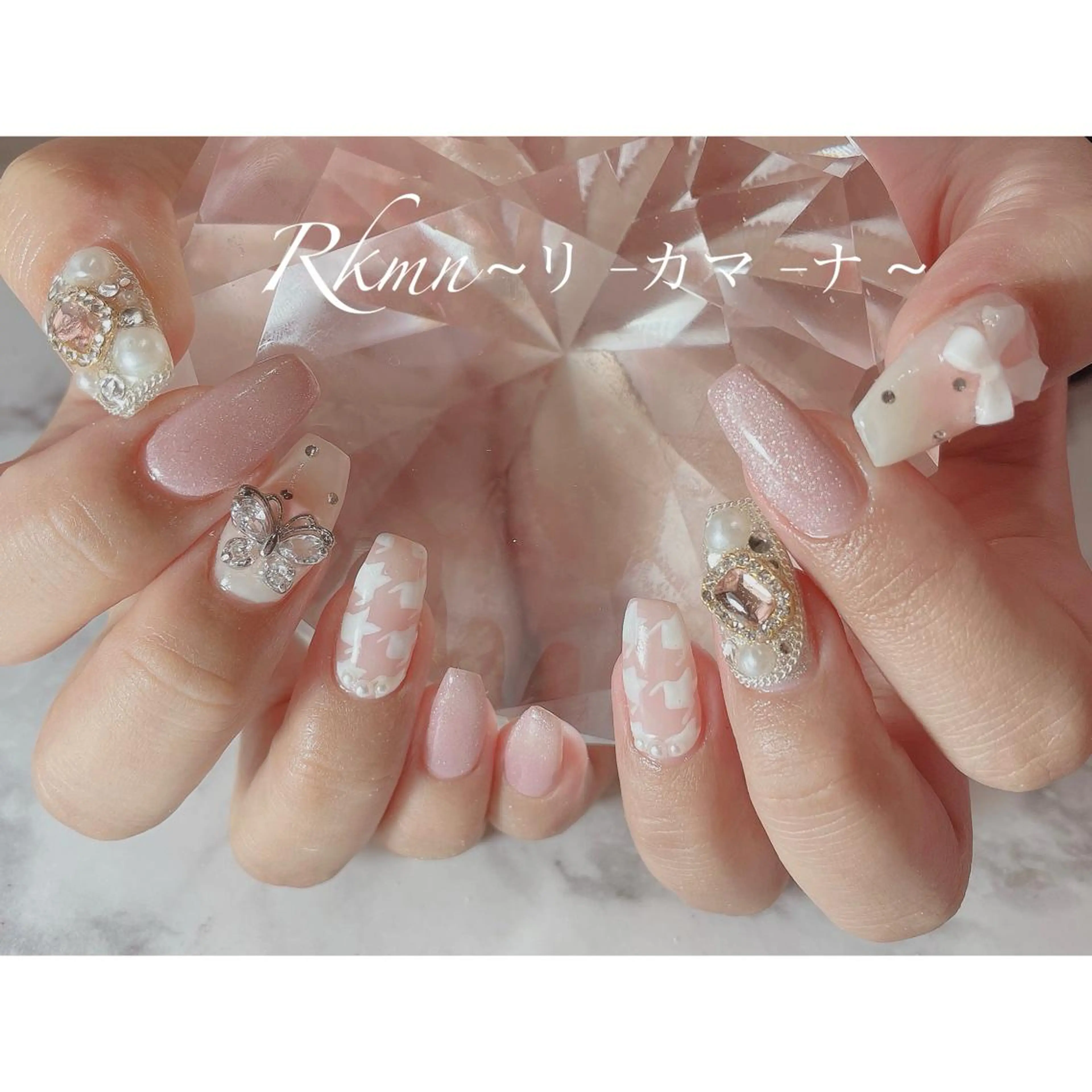 ネイル アートネイル リボン 春ネイル ハンドネイル フットネイル ハンドケア Rkmn ~リ-カマ-ナ~のネイルデザイン