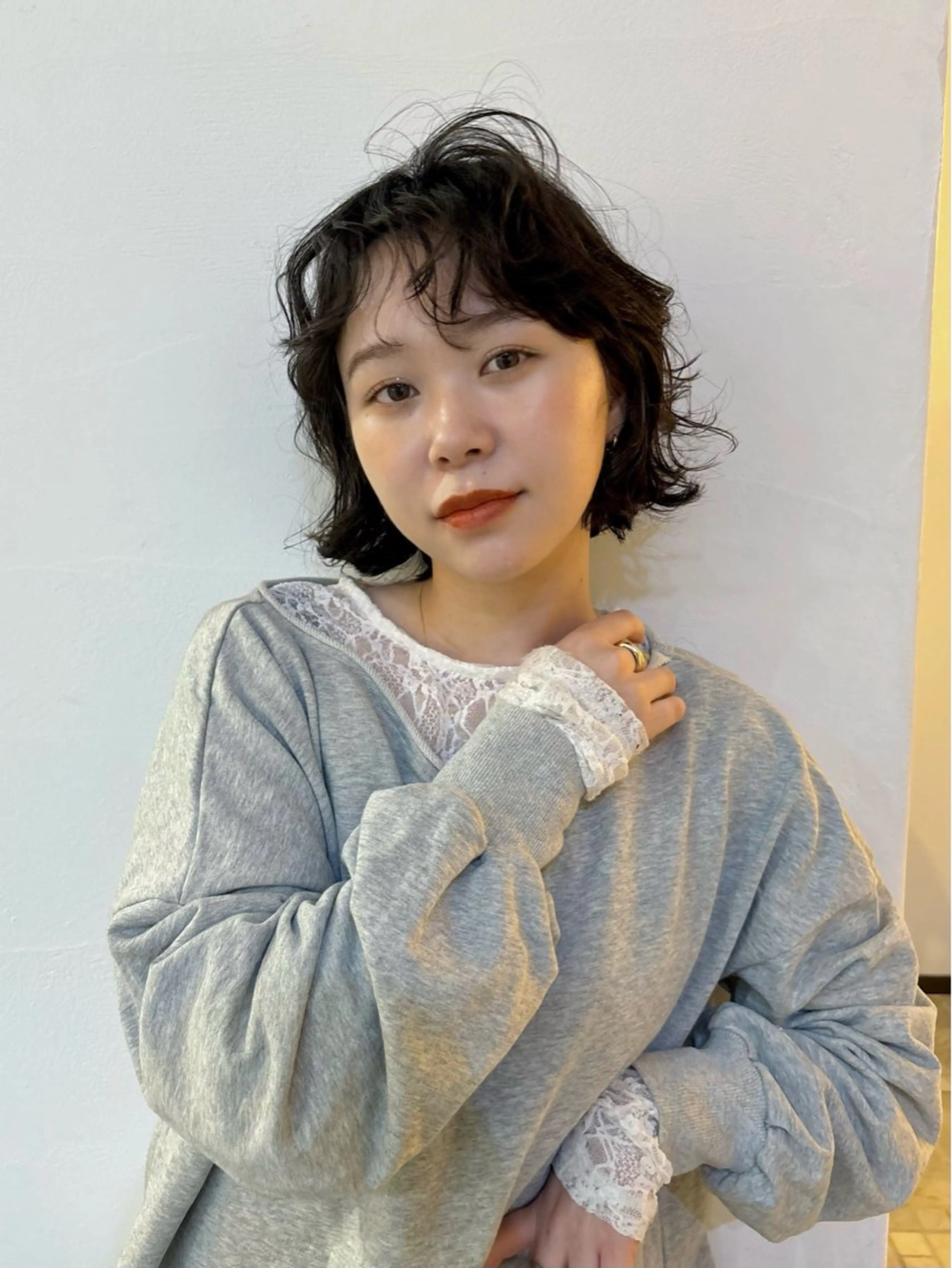 ミディアム パーマ 勝田 沙耶のヘアスタイル