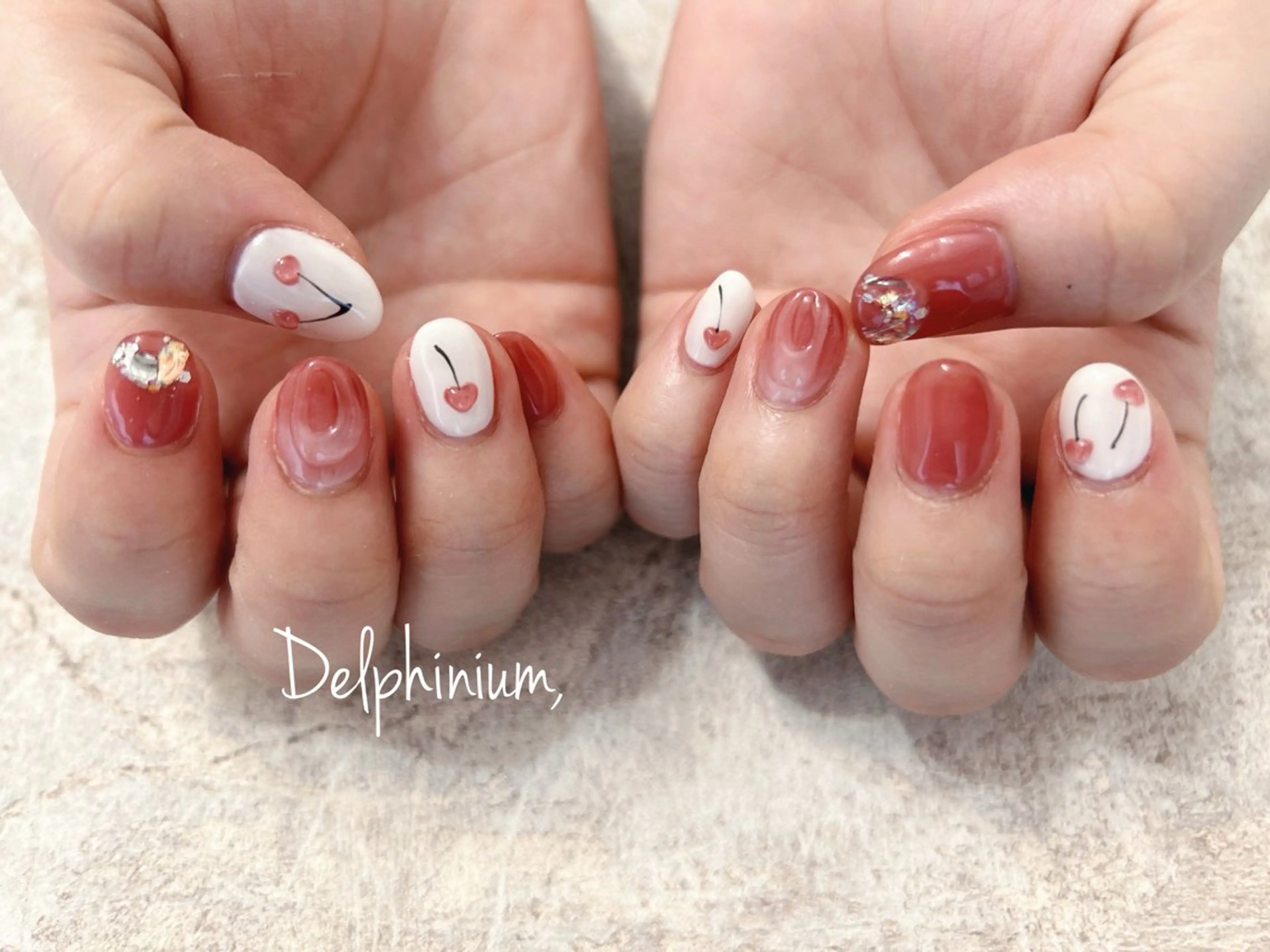 ネイル ハート ハンドネイル 岡本 友恵のネイルデザイン