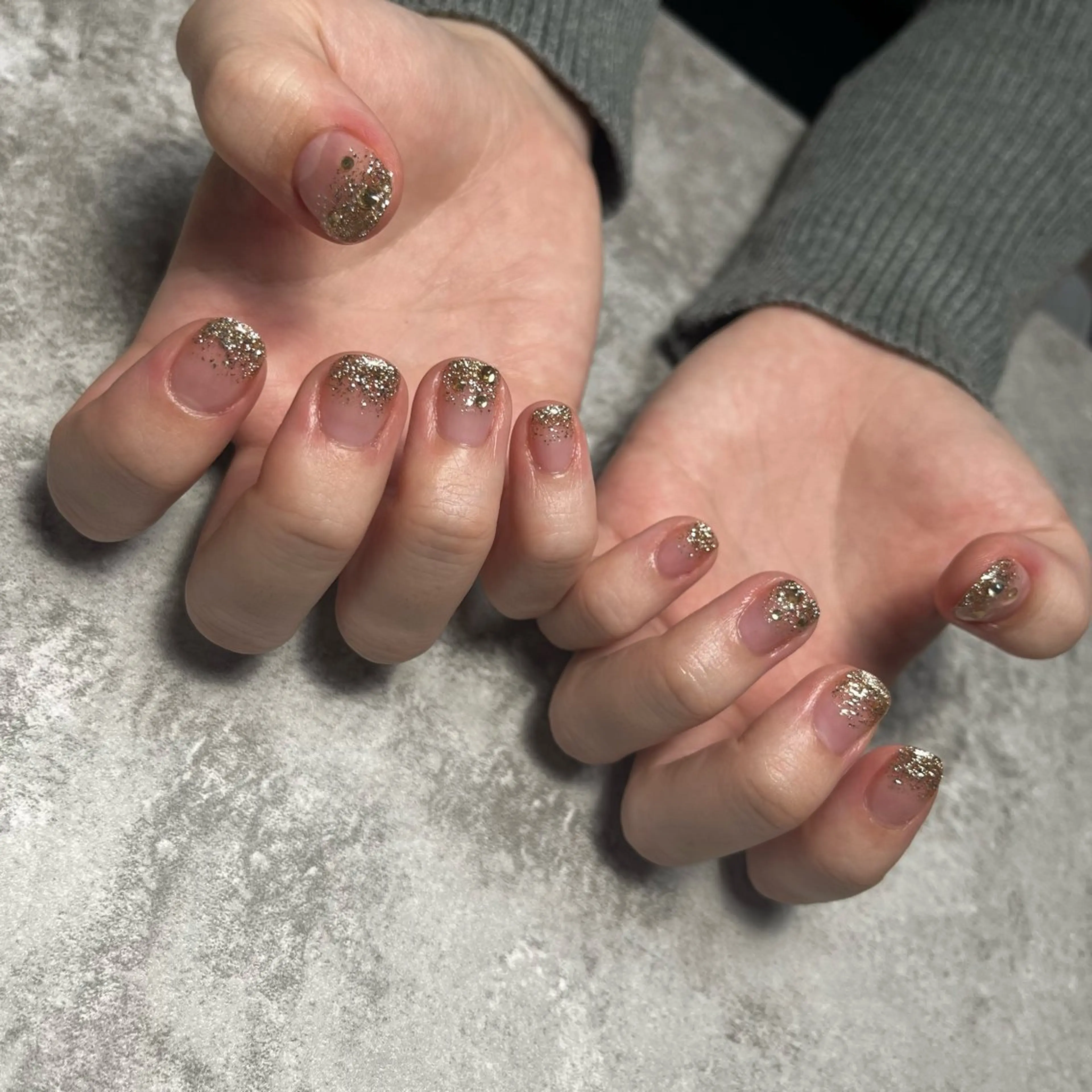 ネイル グラデーション ラメ(グリッター) ラメグラデーション ストーンネイル janma.nail ✳︎akiのネイルデザイン