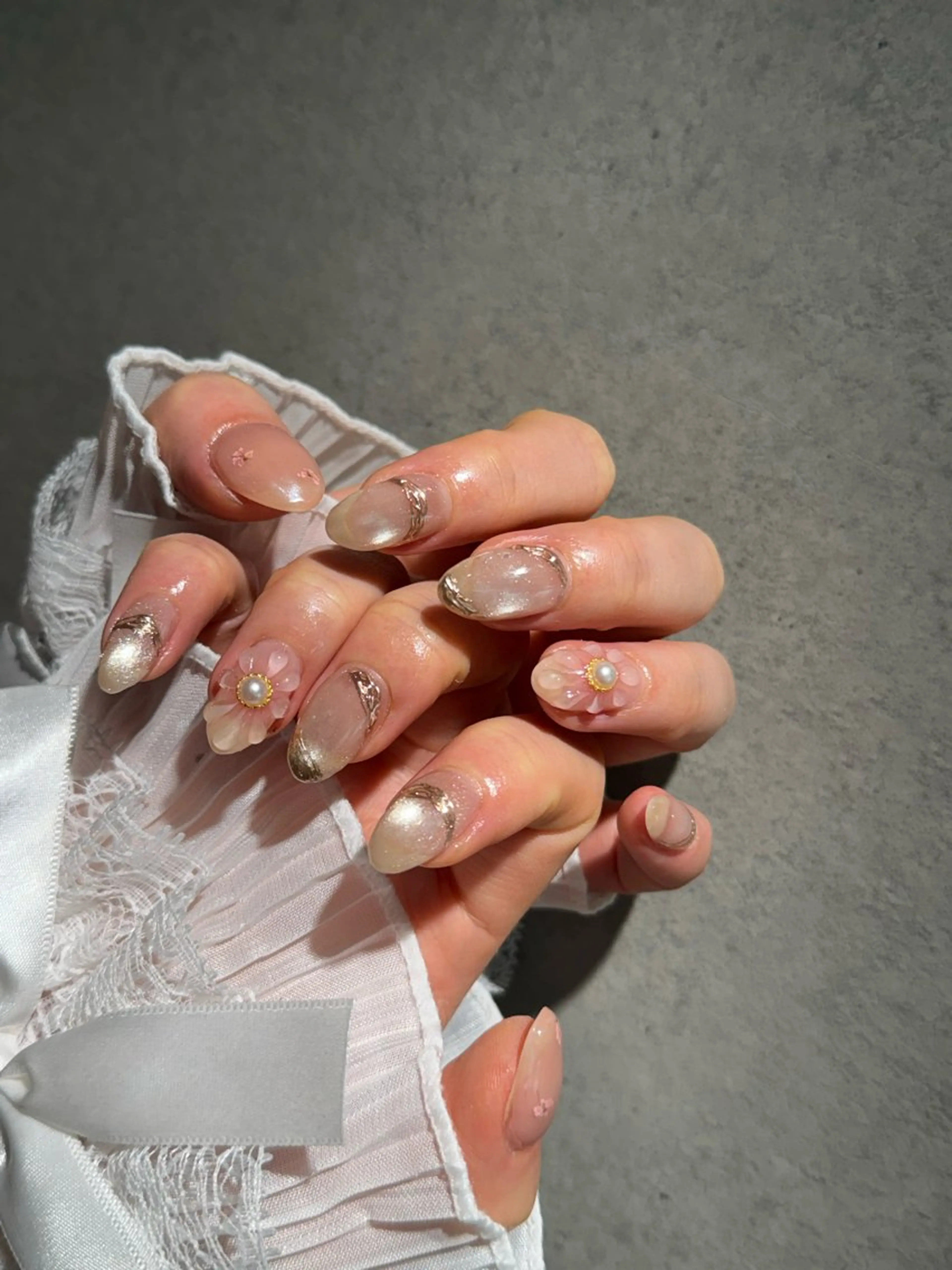 ネイル I-nailロング /ワンホン/キラキラのネイルデザイン