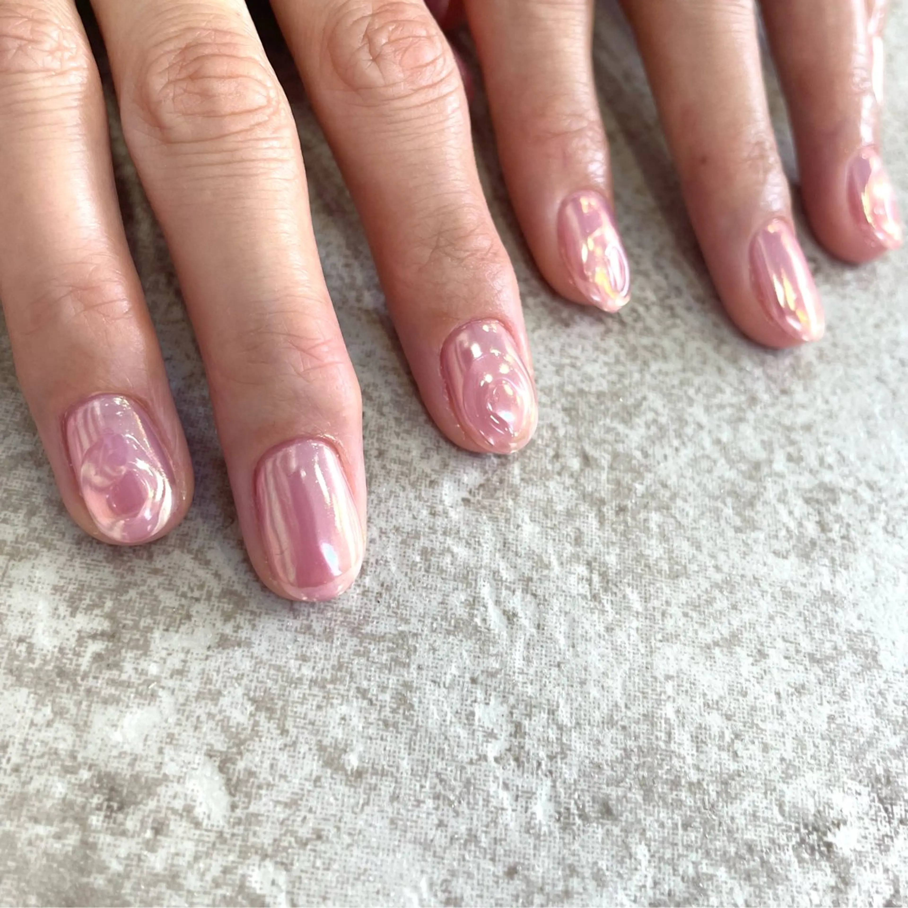 ネイル クリアネイル ミラーネイル ピンク ハンドネイル nailsalon amity🌿池田のネイルデザイン