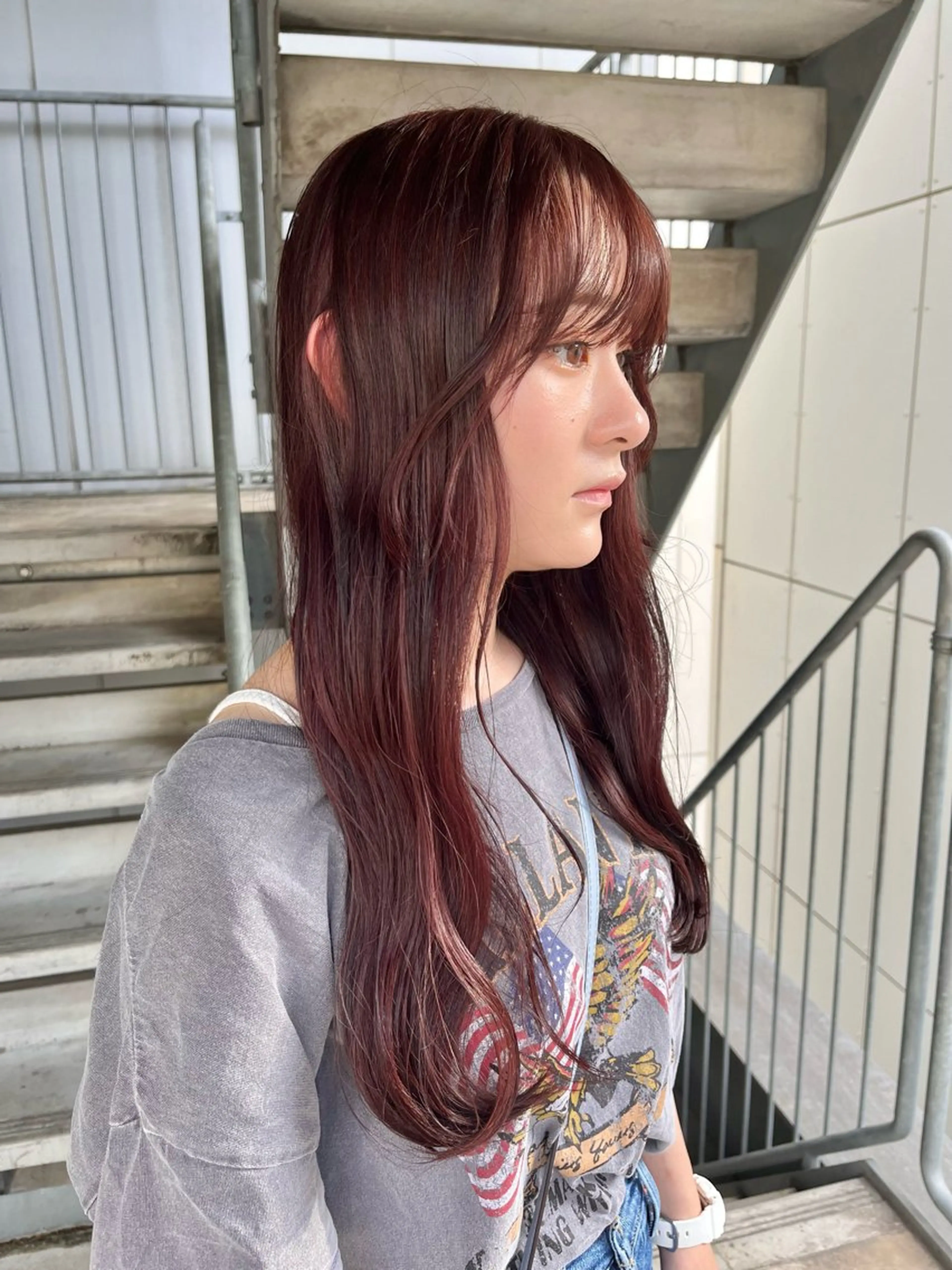 ロング カラー ブリーチ ブラウンカラー ダブルカラー ブリーチなしカラー レッドカラー くさかみさき🌼暖色 /耳つぼ/オタク🌼のヘアスタイル