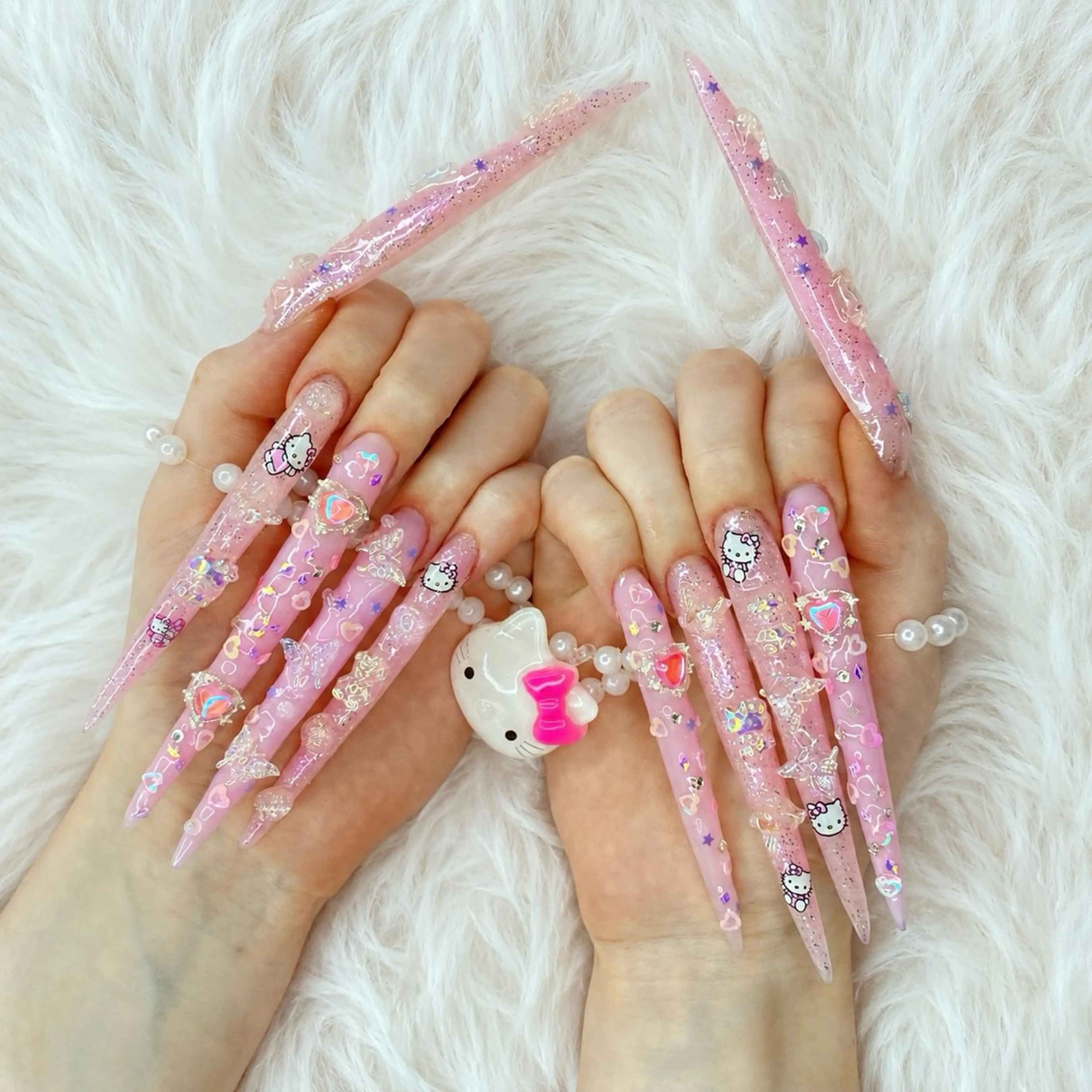 ネイル 長さ出し ガーリー 韓国ネイル ロングネイル 持ち込み ハンドネイル Nami nail salonのネイルデザイン