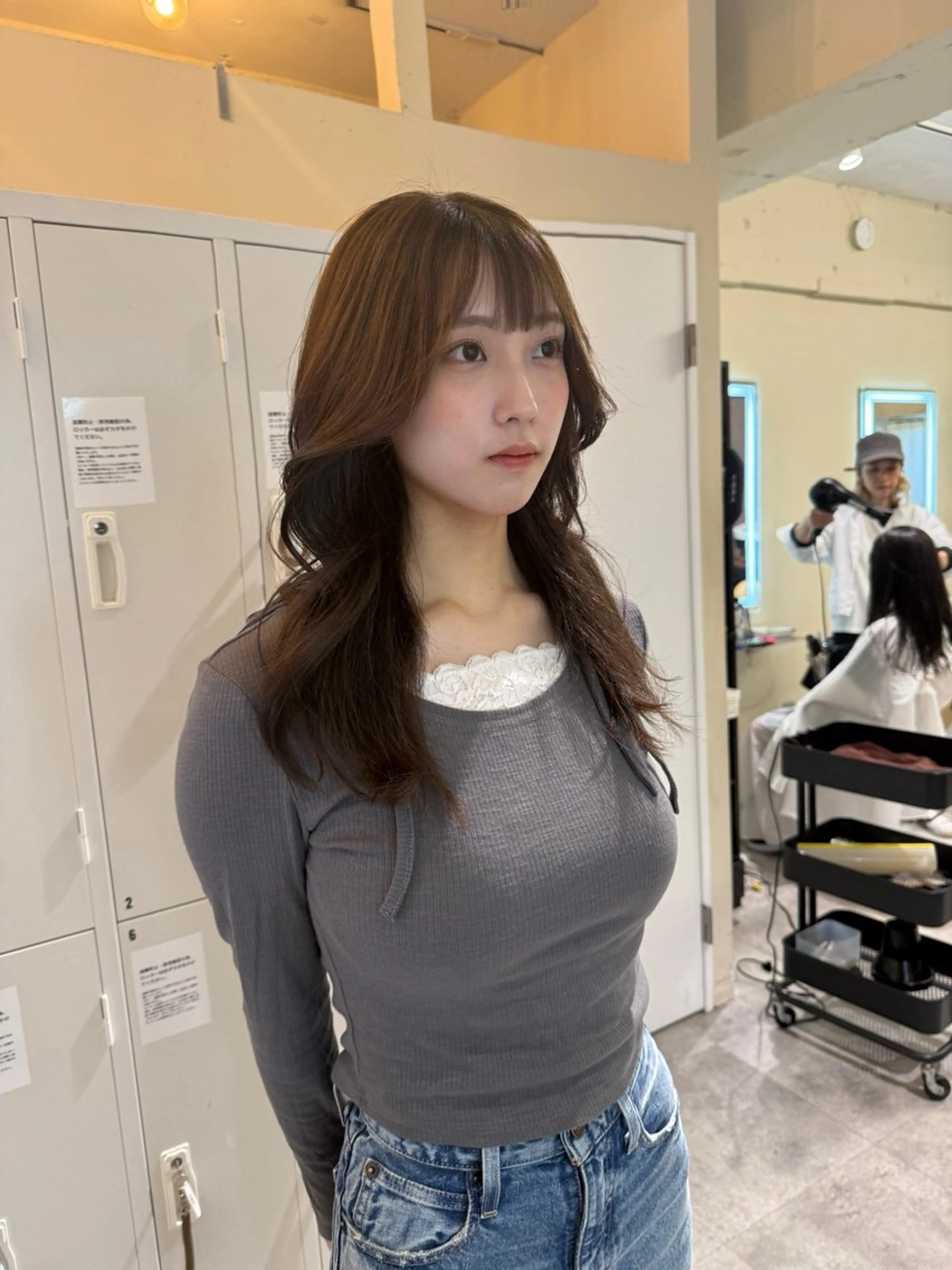 セミロング カラー アディクシーカラー バレイヤージュ ブリーチ デザインカラー ダブルカラー opus 店長大和 レイヤー/赤み消しのヘアスタイル