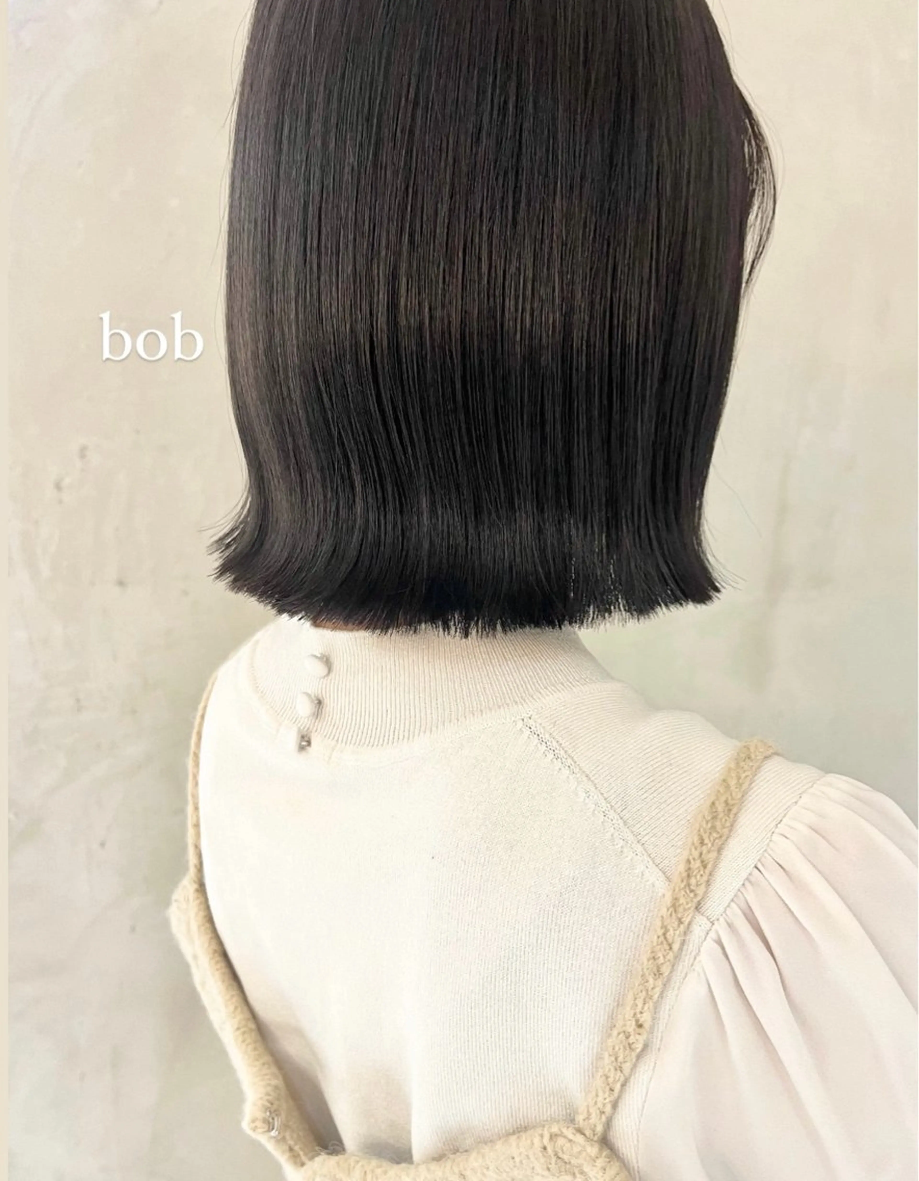 ミディアム カット ヘアカラー トリートメント 切りっぱなしボブ/ 艶カラー/綾莉のヘアスタイル