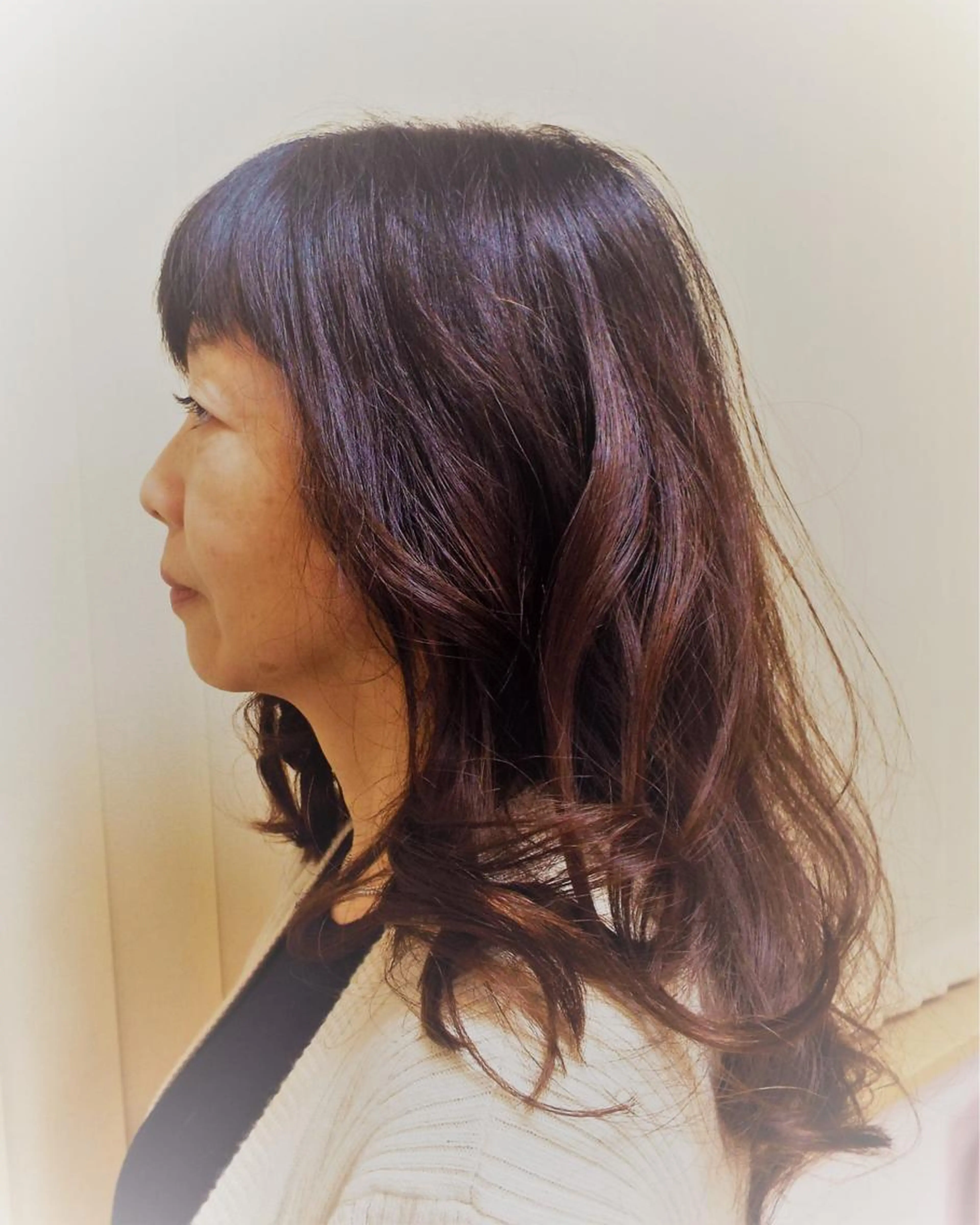 前髪カット + 根元カラー+高濃度炭酸泉の写真