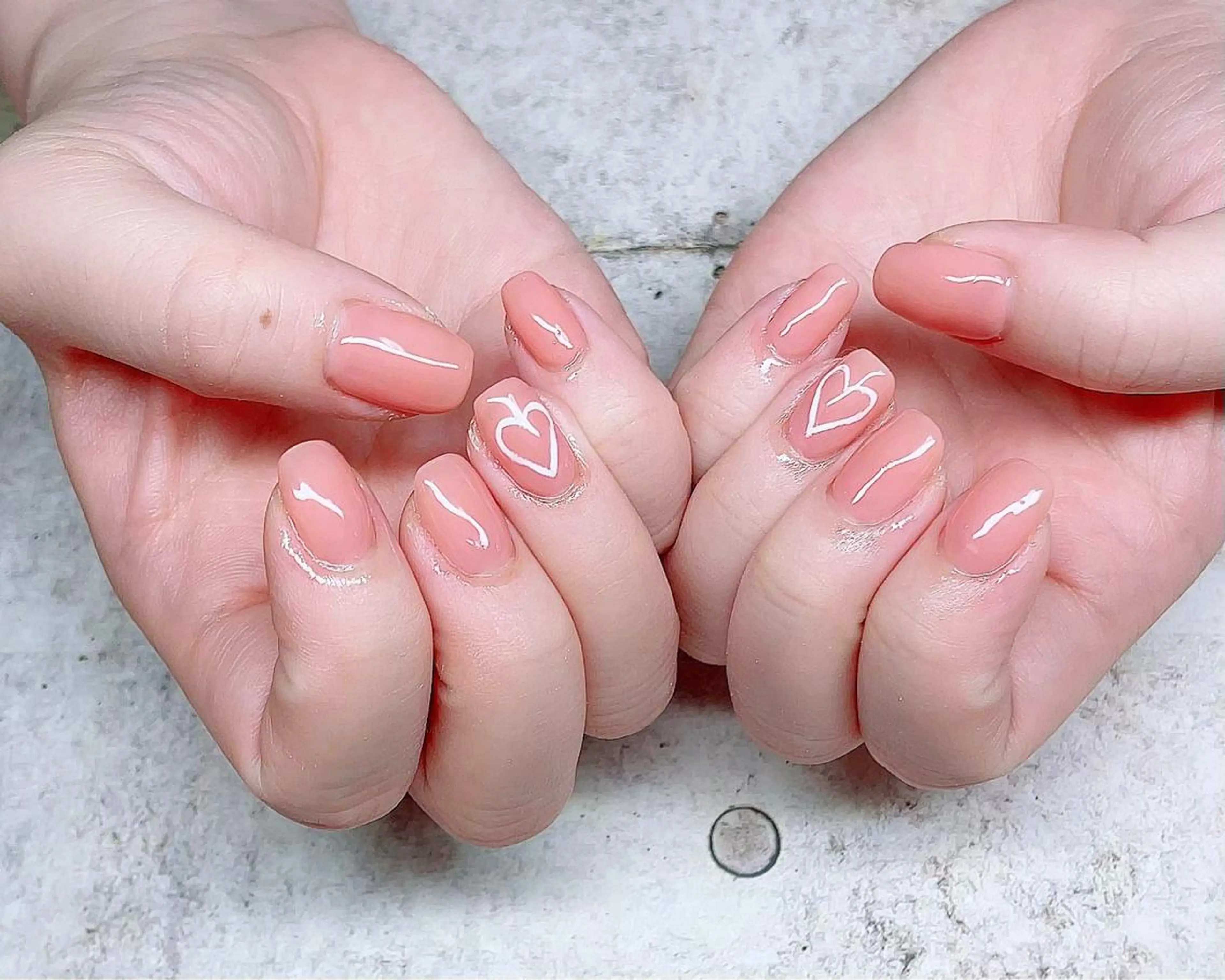 ネイル ハート ワンカラーネイル Nail_by N1のネイルデザイン