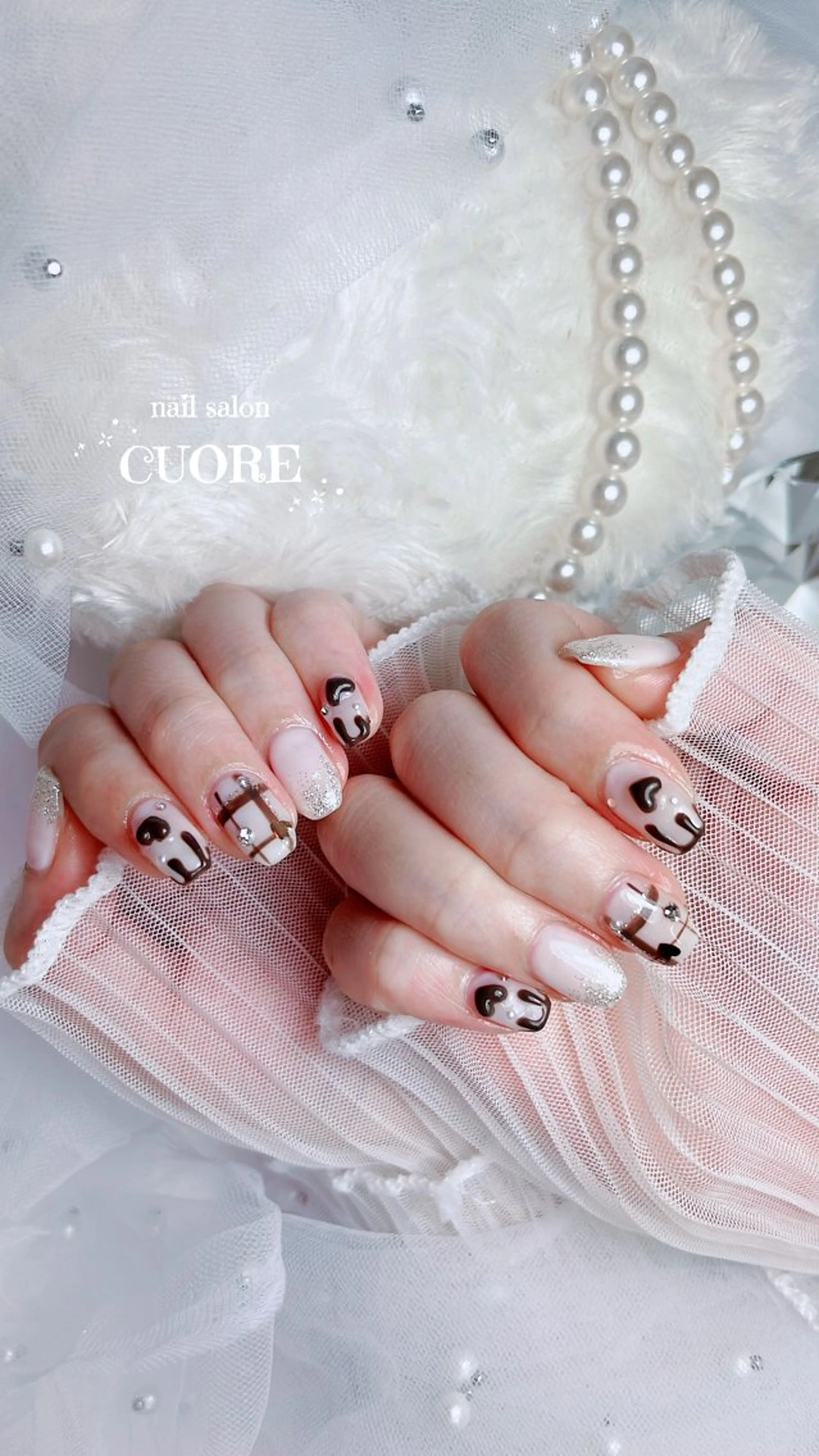 ネイル ハート バレンタイン 冬ネイル nail salon CUOREのネイルデザイン