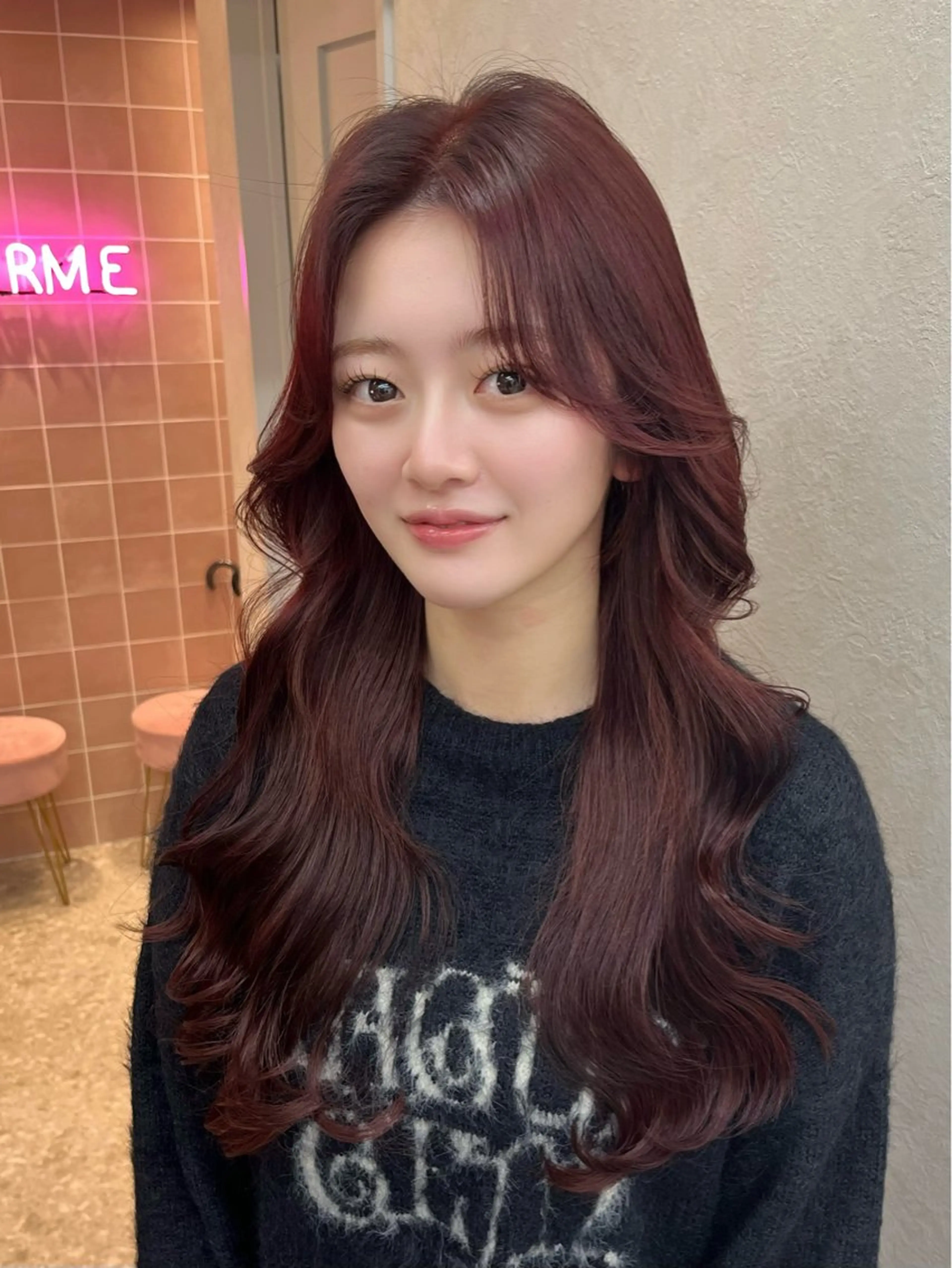 ロング カラー ヘアカラー トリートメント 韓国ハッシュカット/ 新宿/髪質改善/岡崎のヘアスタイル