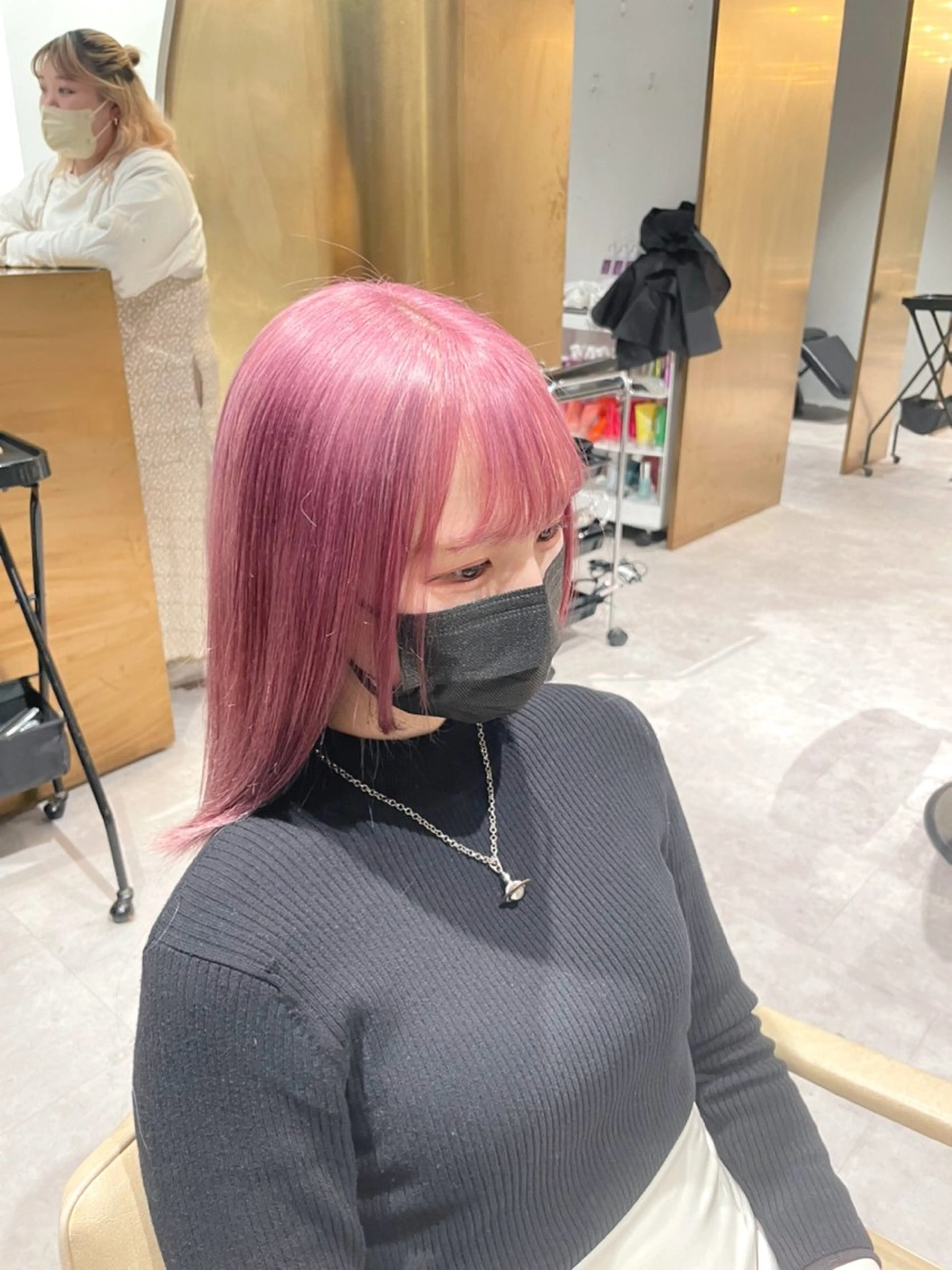 セミロング カラー ケアカラー ダブルカラー ピンクカラー 似合わせカット 無料ショートモデル 募集中❗️秋山ひらいのヘアスタイル