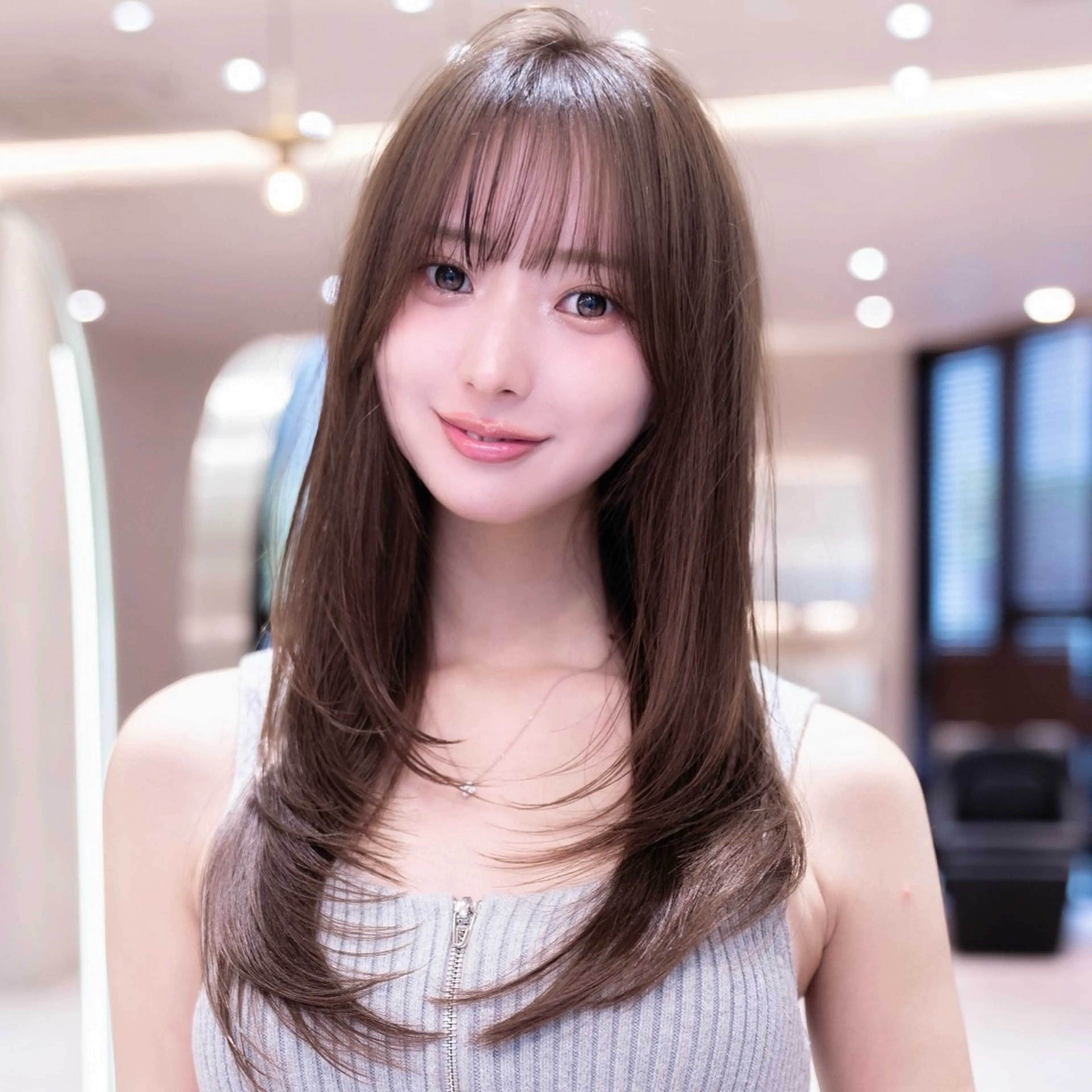 ロング ボブ 顔まわりレイヤー 顔周りカット ハッシュカット 髪質改善 原宿/韓国/髪質改善 /レイヤー/ボブのヘアスタイル