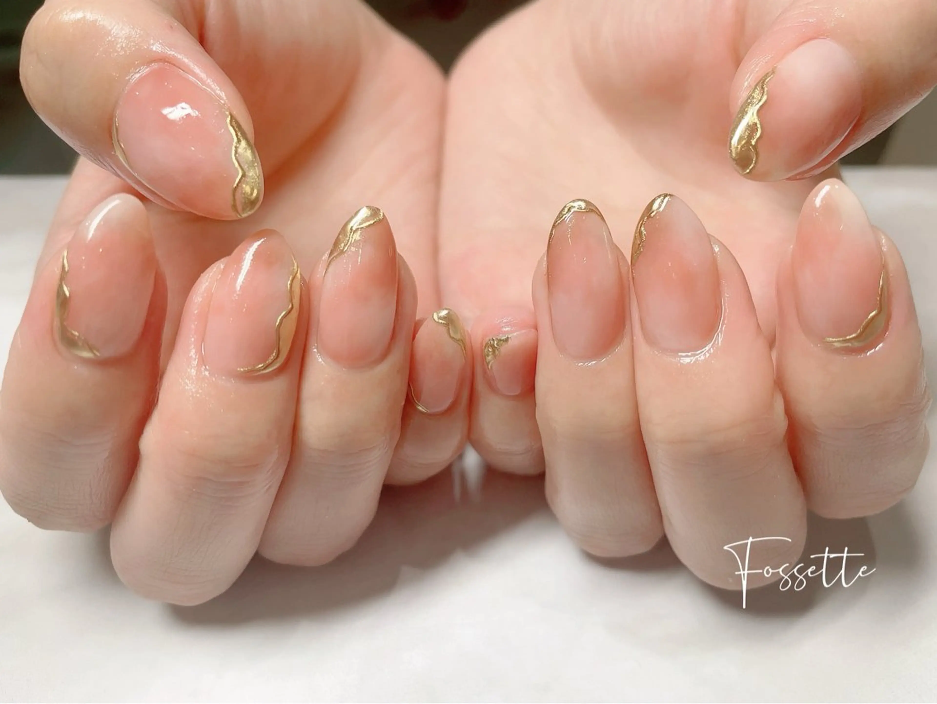 ネイル ミラーネイル ニュアンスネイル オフィスネイル nailsalon Fossetteのネイルデザイン