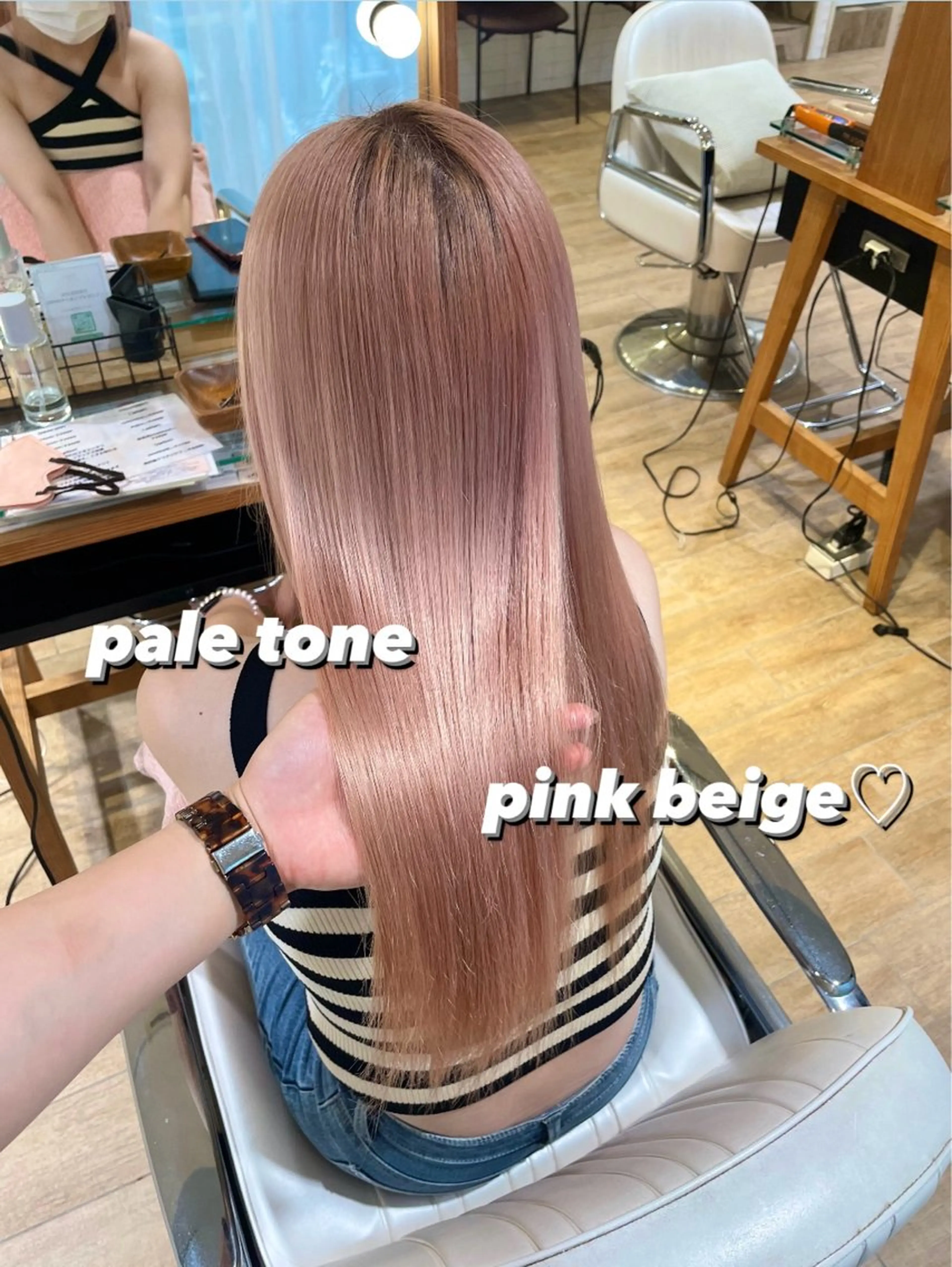 セミロング カラー ヘアアレンジ ヘアカラー トリートメント ハイトーンピンク🍑 ブリーチ🍑RINAのヘアスタイル