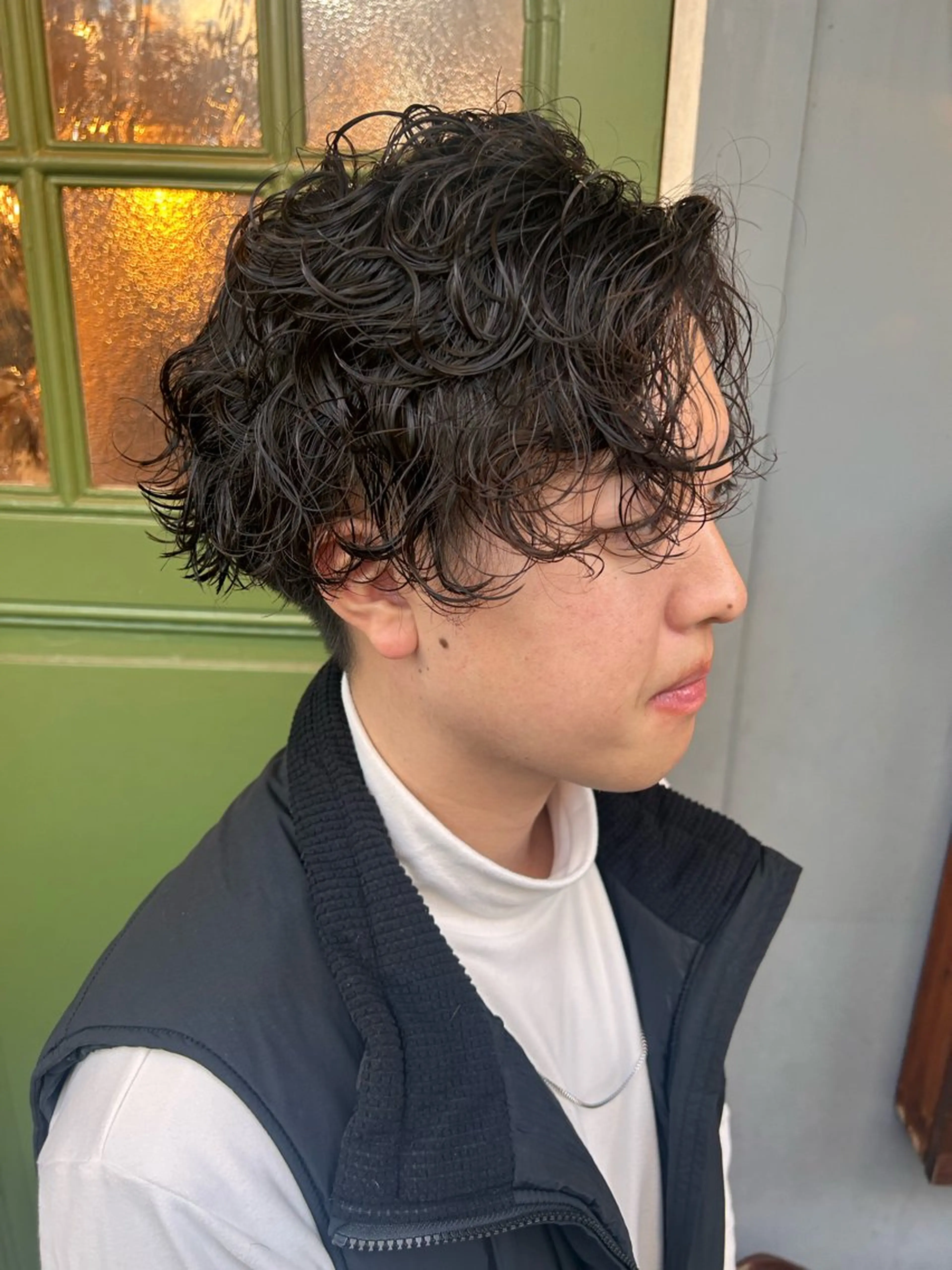 ショート パーマ メンズ メンズパーマ カット パーマ 清水千優/パーマ/透 明感カラー/メンズのヘアスタイル