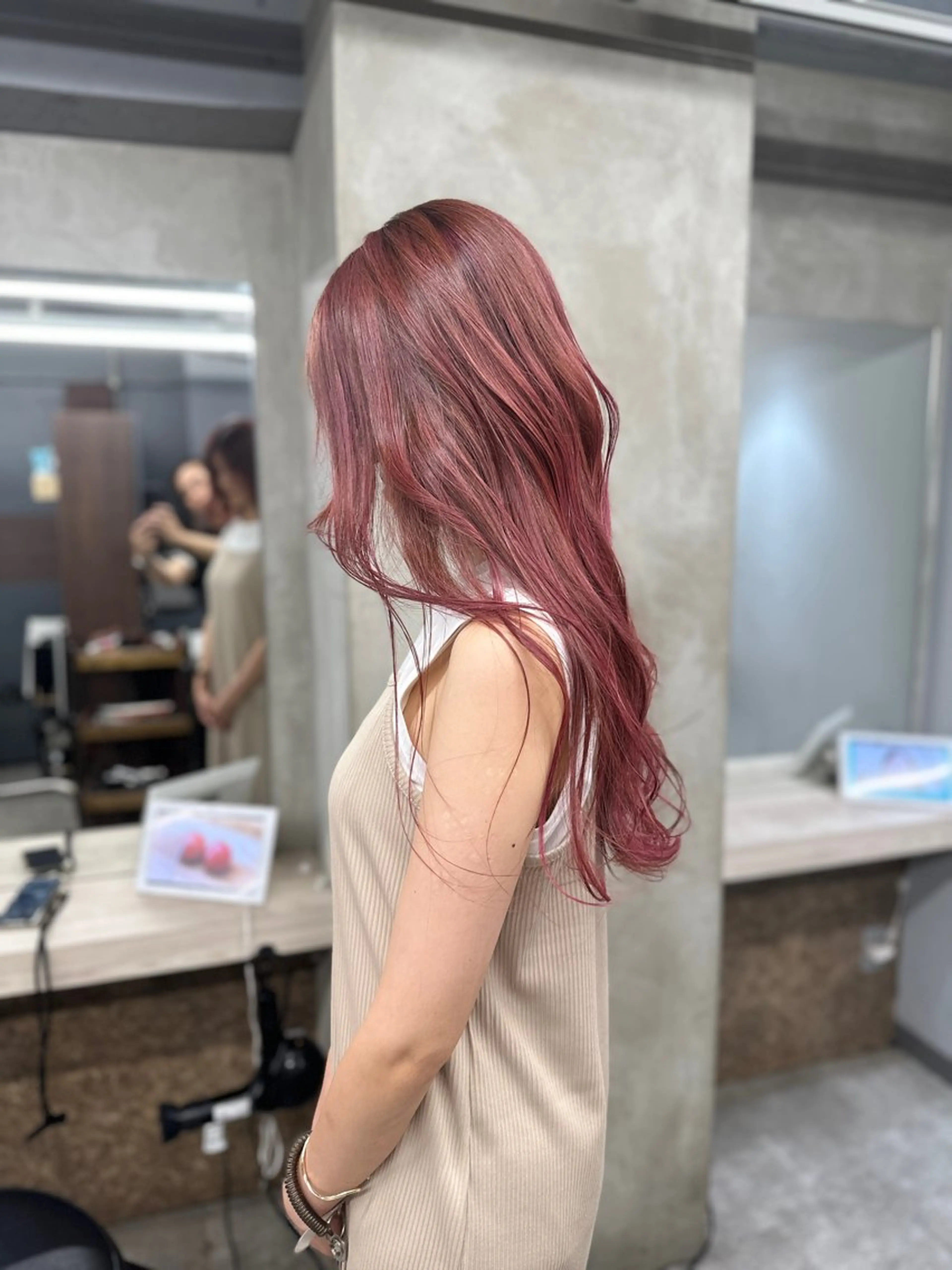 ロング カラー アディクシーカラー バレイヤージュ ブリーチ デザインカラー ダブルカラー カット ヘアカラー トリートメント opus 店長大和 レイヤー/赤み消しのヘアスタイル