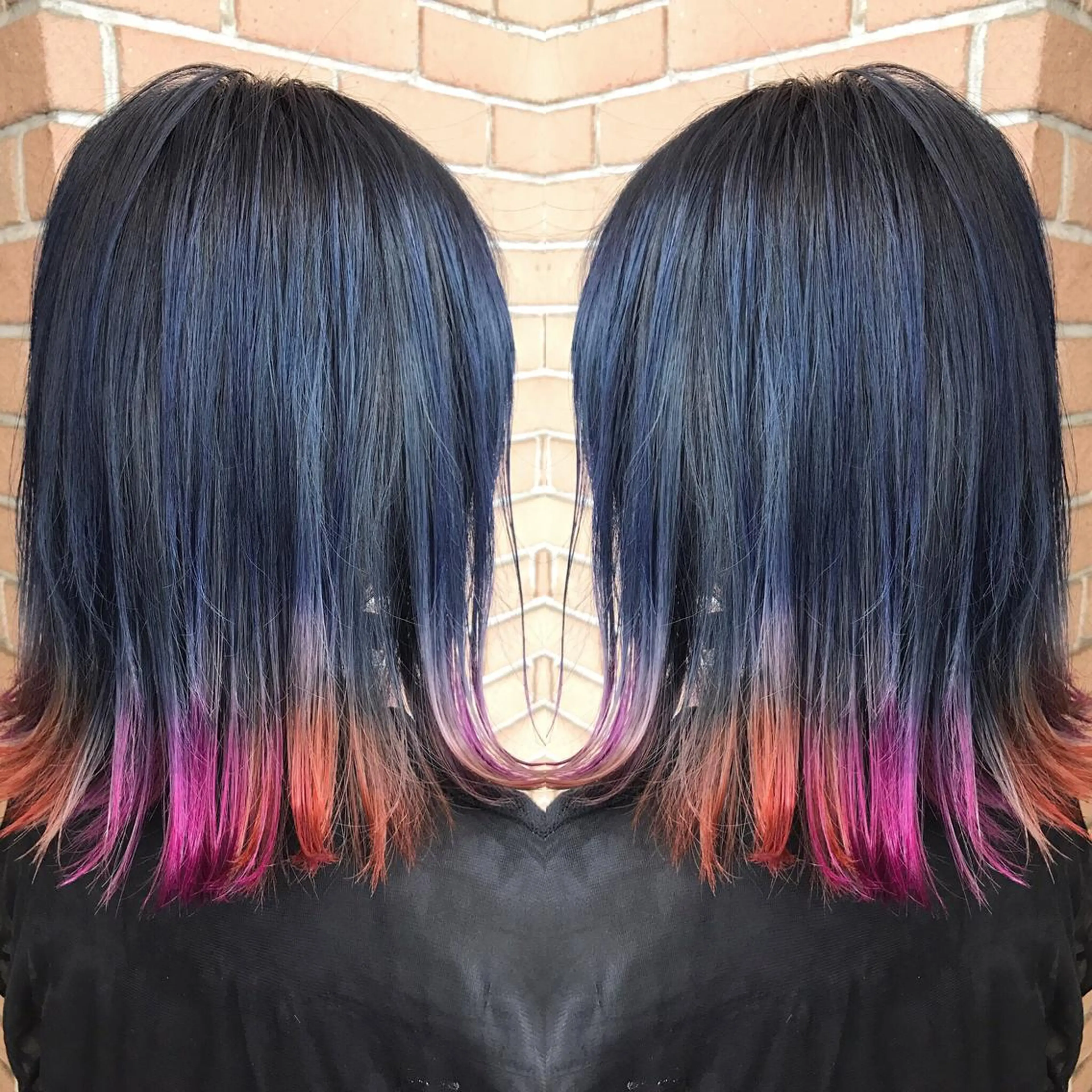 ミディアム カラー パーマ ヘアアレンジ メンズ キッズ ネイル マツエク・マツパ ネイビーカラー オレンジ ピンクカラー カラーマツエク ネイビー サロンドミルク 原宿のヘアスタイル